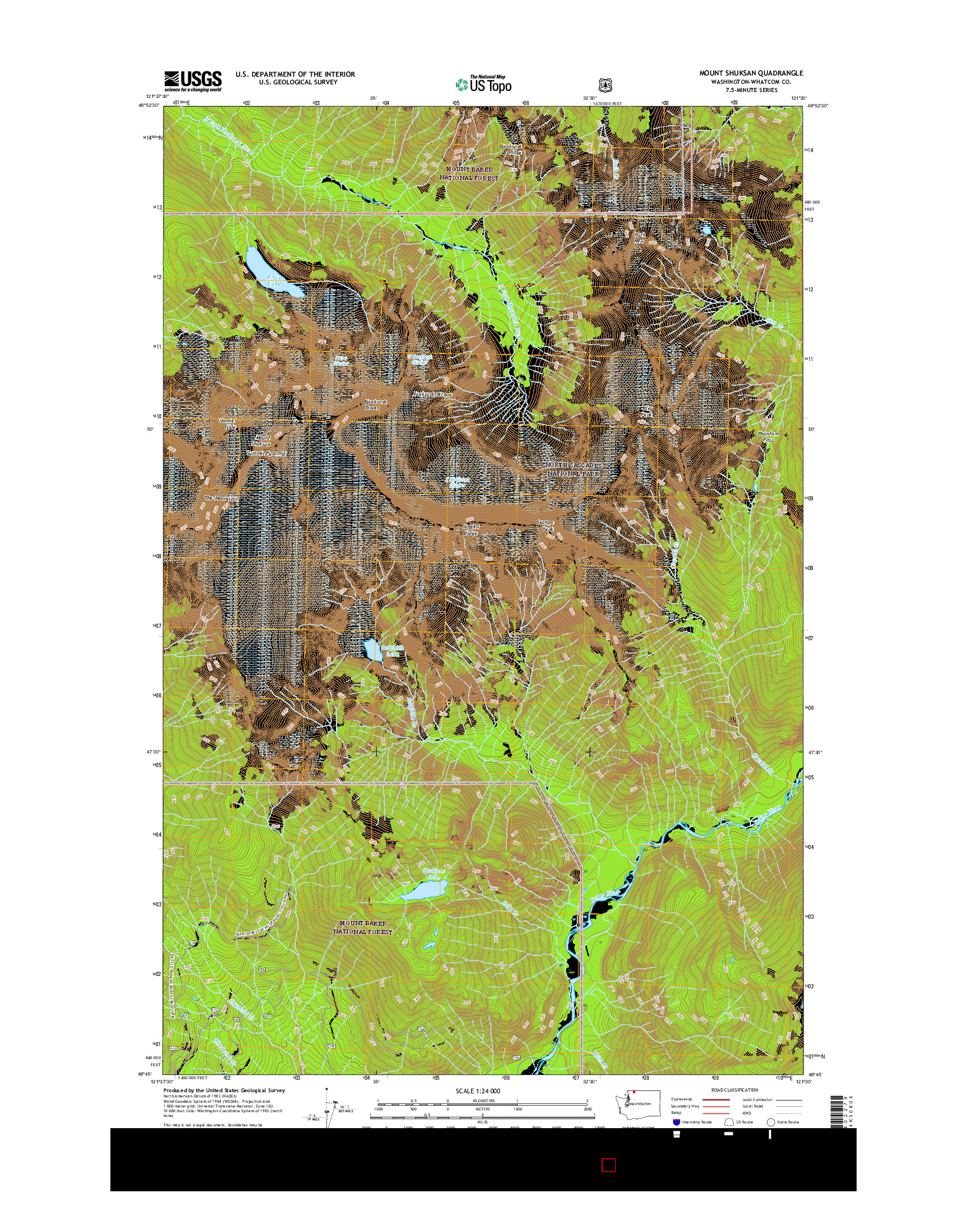 USGS US TOPO 7.5-MINUTE MAP FOR MOUNT SHUKSAN, WA 2017