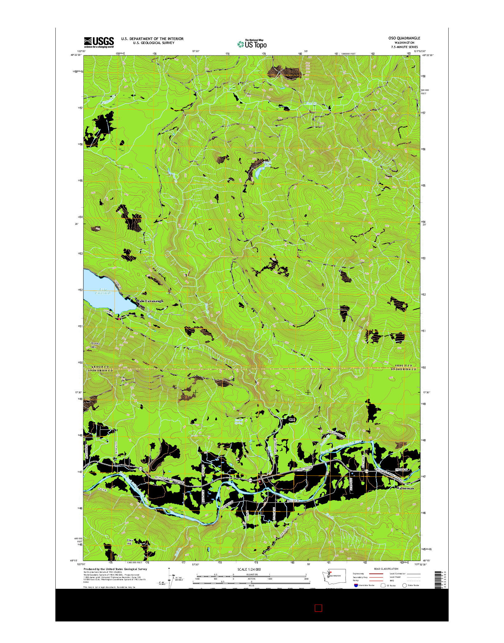 USGS US TOPO 7.5-MINUTE MAP FOR OSO, WA 2017