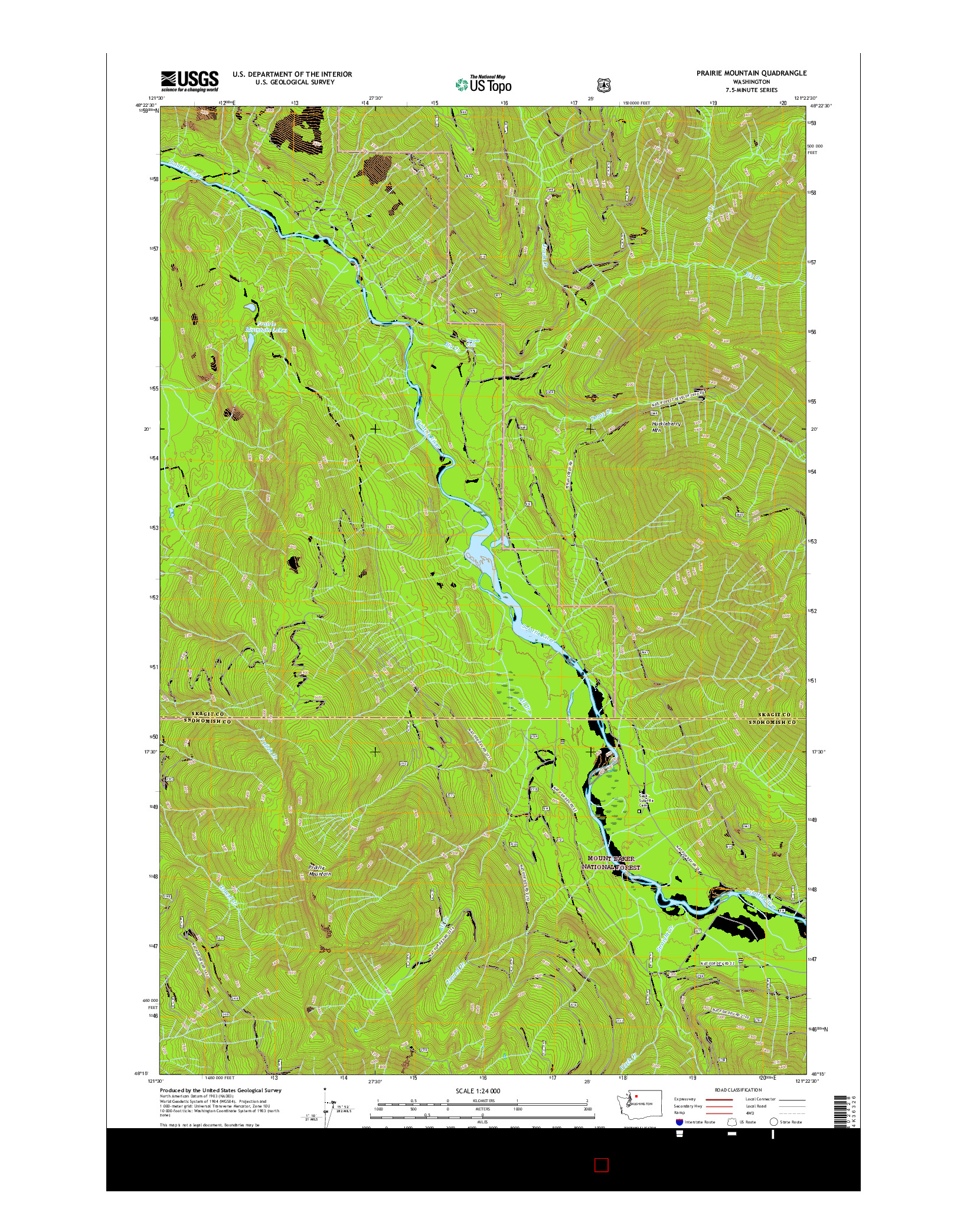 USGS US TOPO 7.5-MINUTE MAP FOR PRAIRIE MOUNTAIN, WA 2017