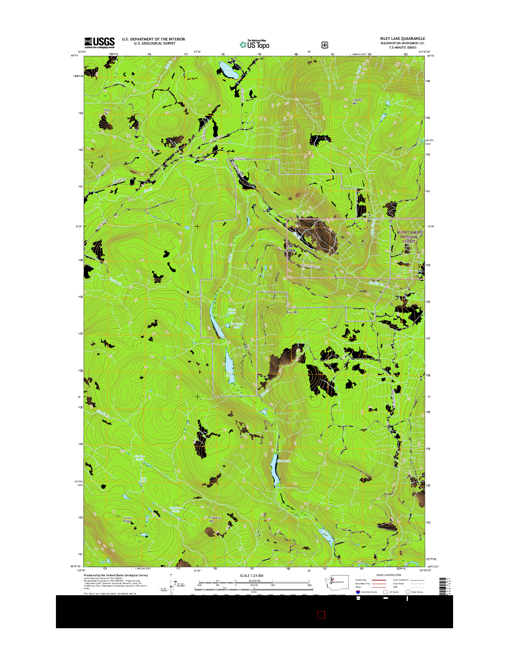 USGS US TOPO 7.5-MINUTE MAP FOR RILEY LAKE, WA 2017