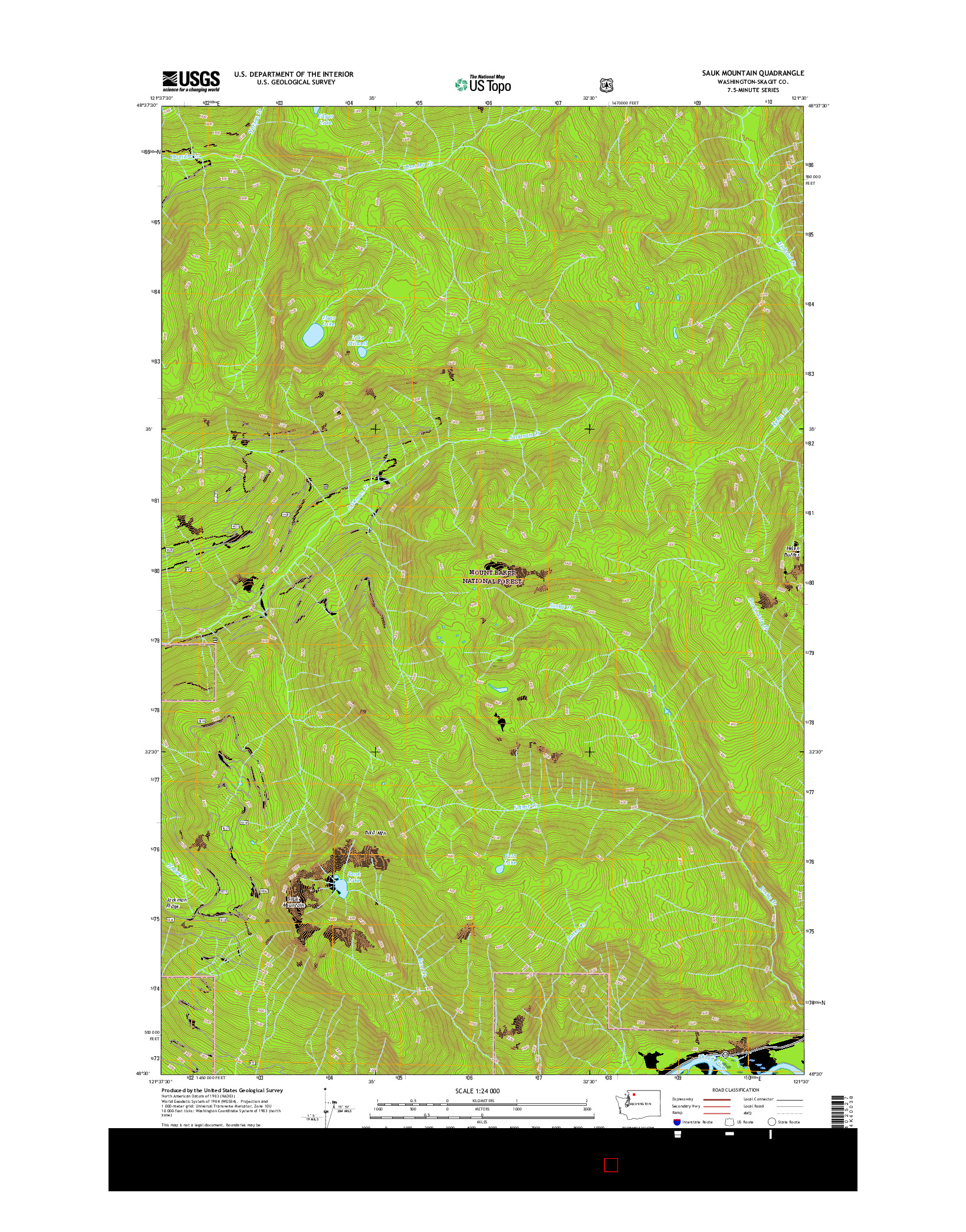 USGS US TOPO 7.5-MINUTE MAP FOR SAUK MOUNTAIN, WA 2017