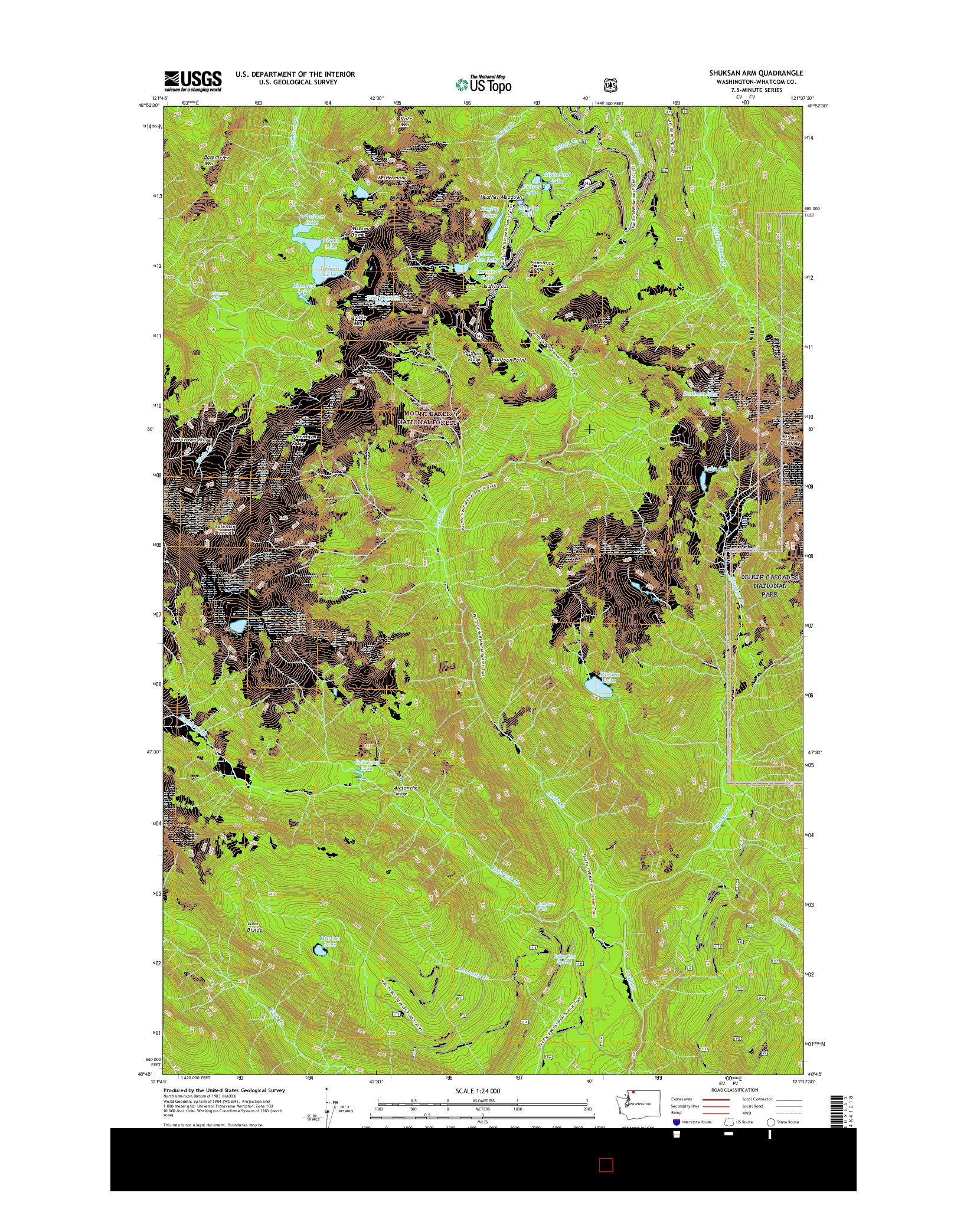 USGS US TOPO 7.5-MINUTE MAP FOR SHUKSAN ARM, WA 2017