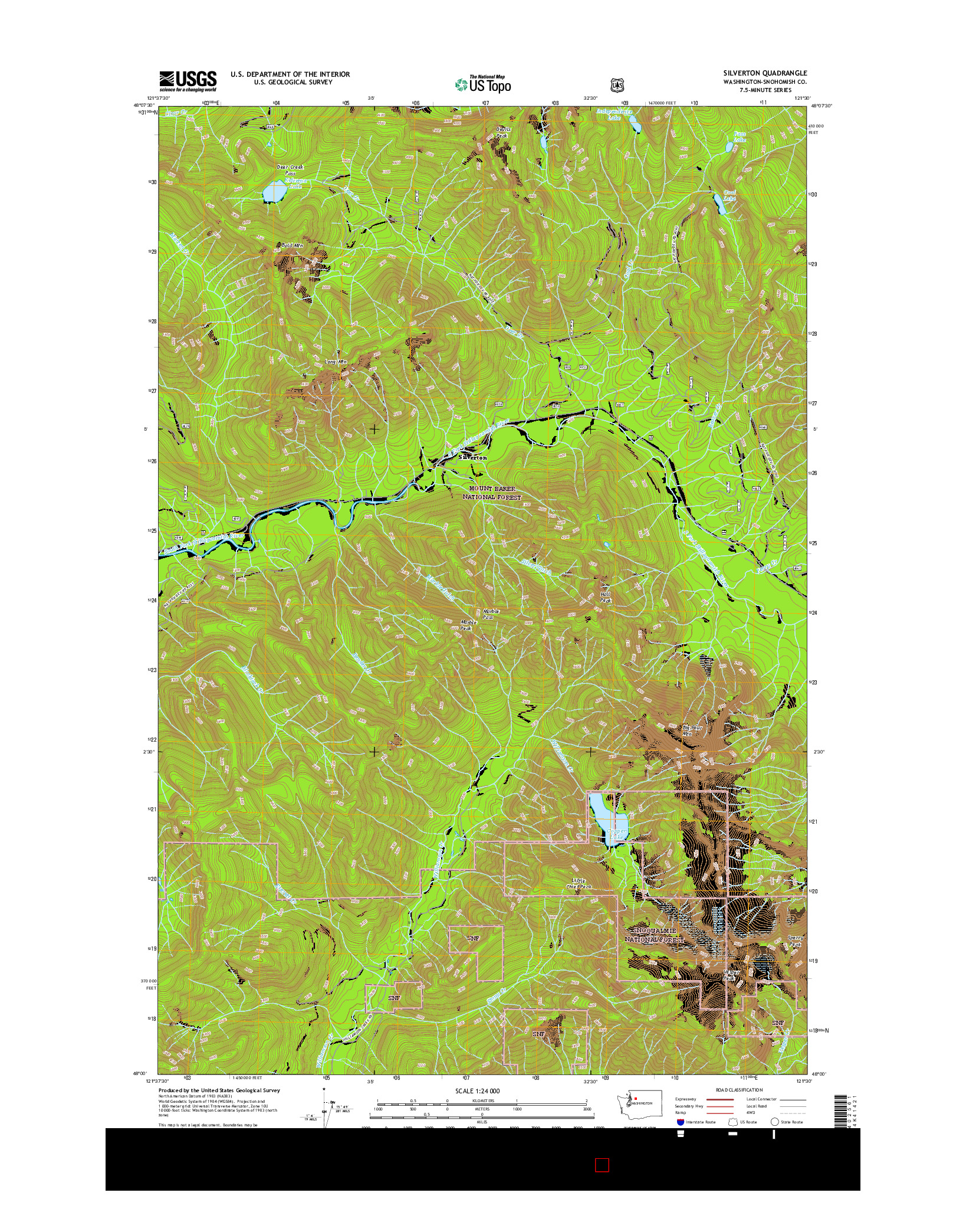 USGS US TOPO 7.5-MINUTE MAP FOR SILVERTON, WA 2017