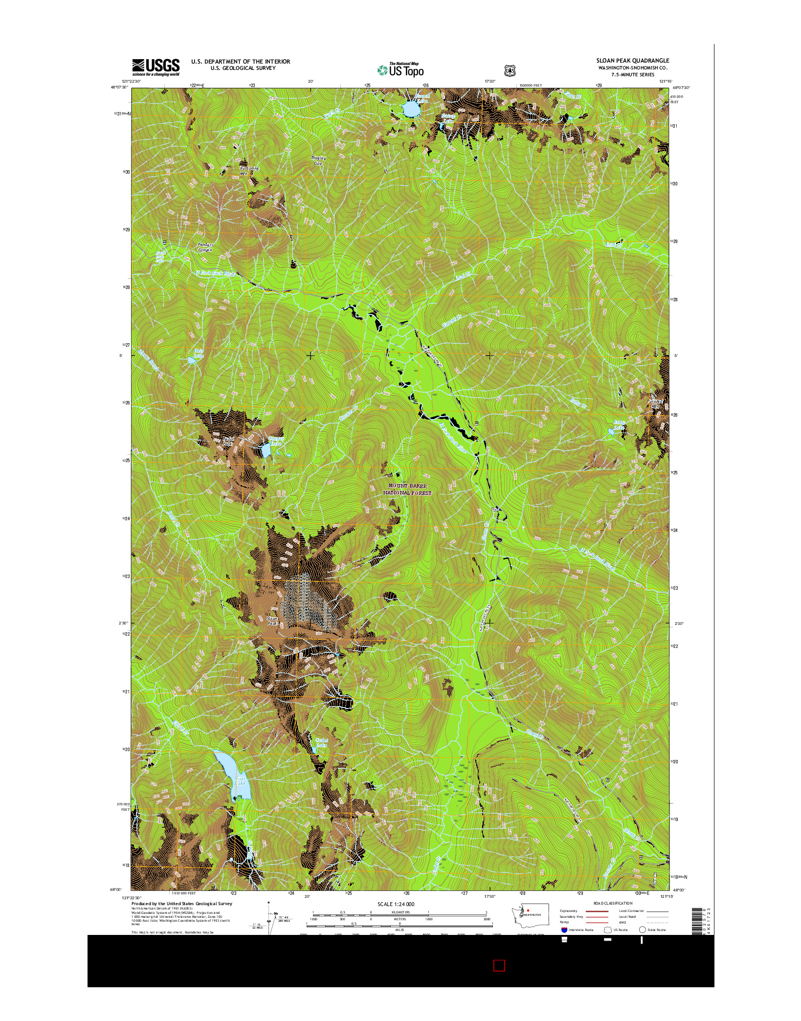 USGS US TOPO 7.5-MINUTE MAP FOR SLOAN PEAK, WA 2017