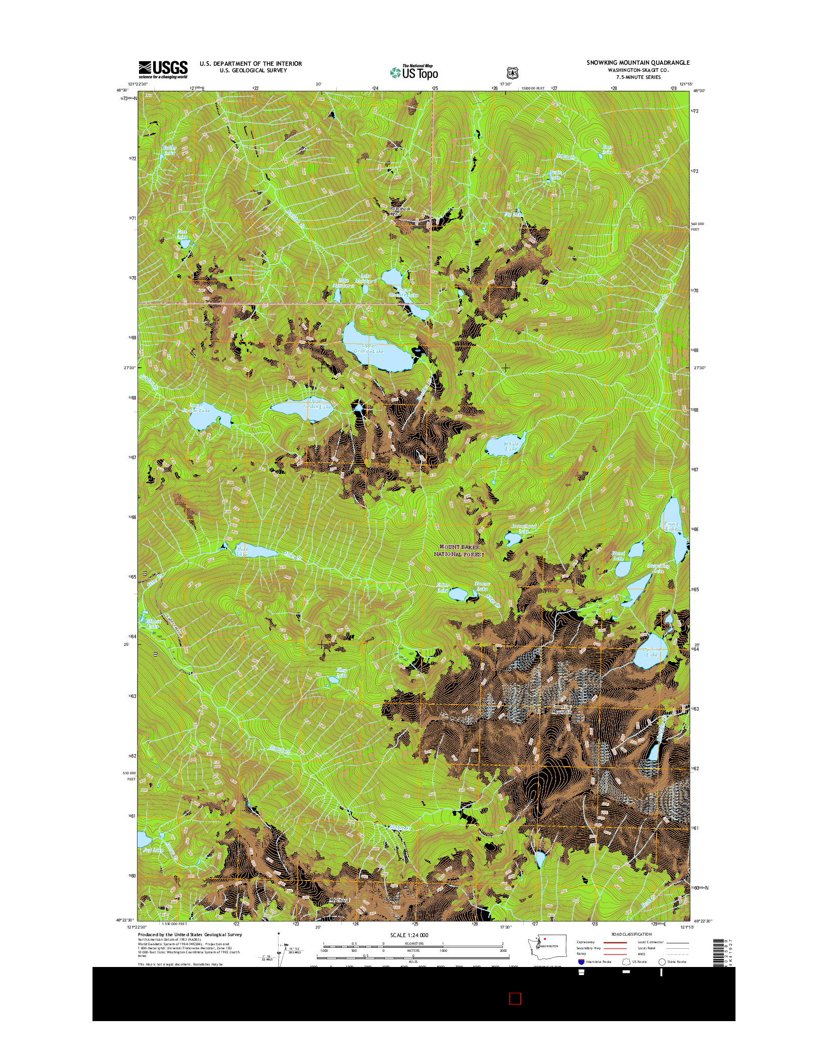 USGS US TOPO 7.5-MINUTE MAP FOR SNOWKING MOUNTAIN, WA 2017