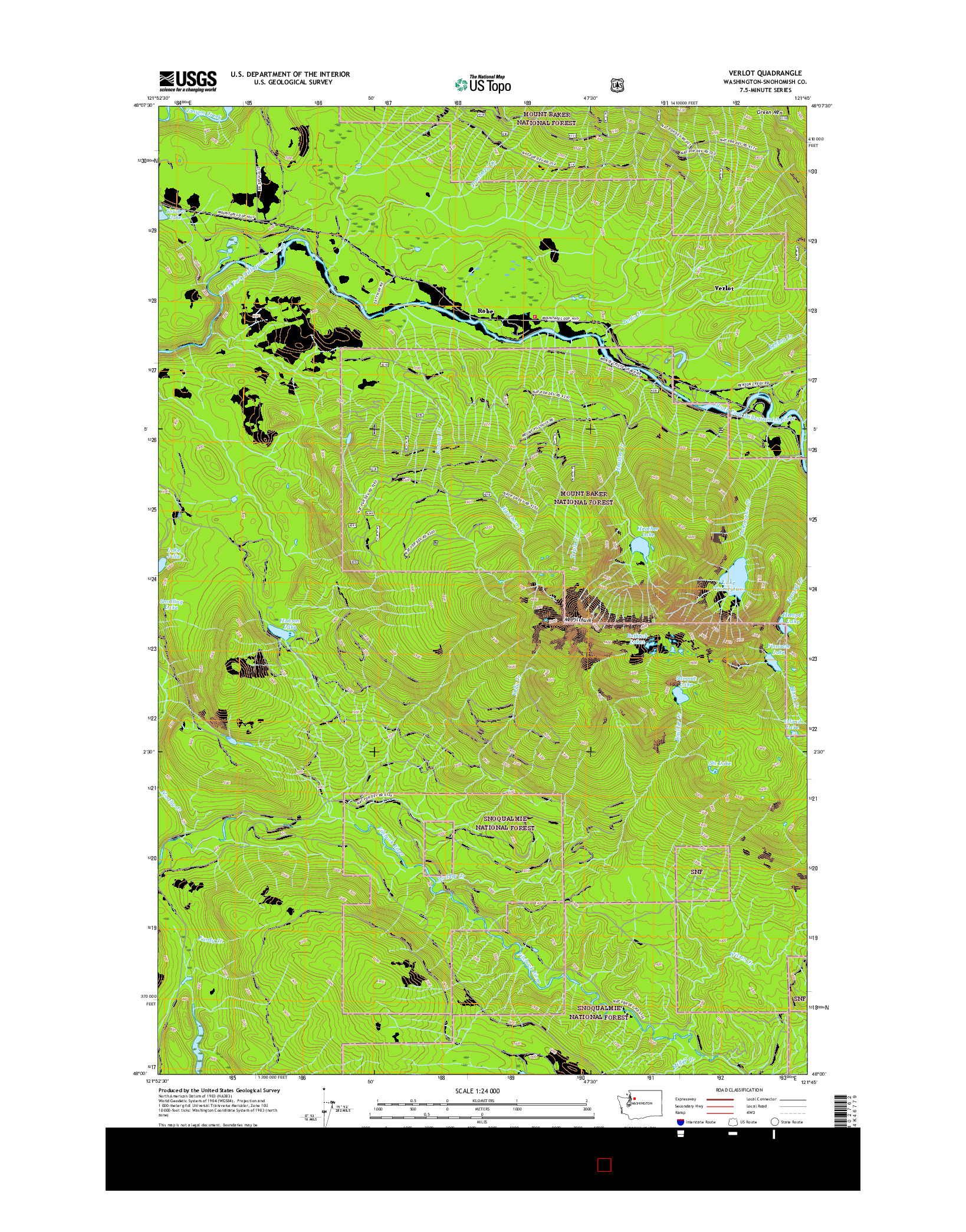 USGS US TOPO 7.5-MINUTE MAP FOR VERLOT, WA 2017