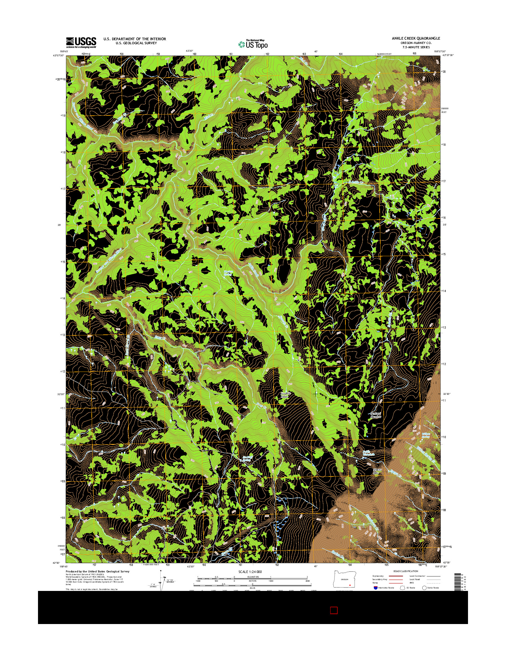 USGS US TOPO 7.5-MINUTE MAP FOR ANKLE CREEK, OR 2017