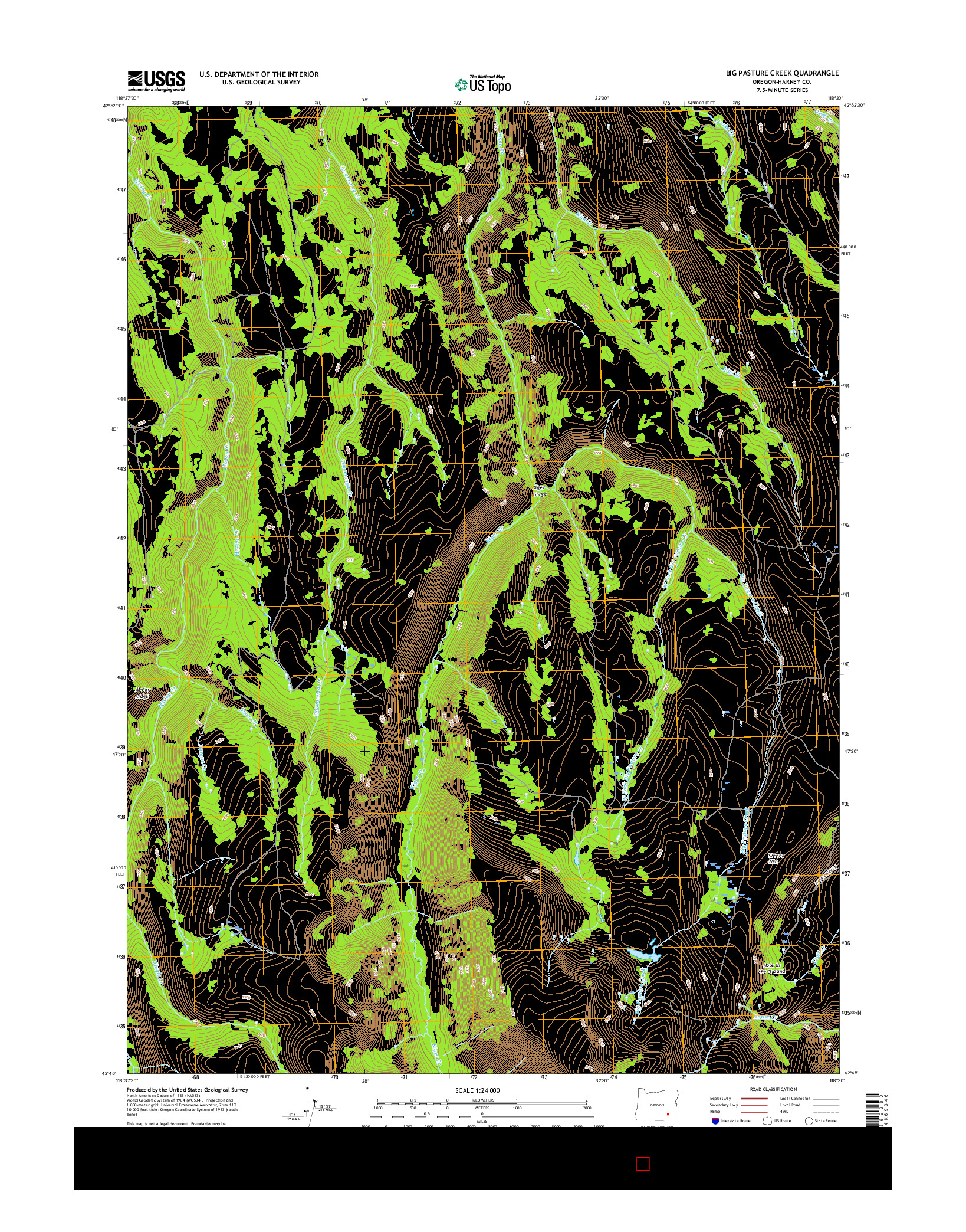 USGS US TOPO 7.5-MINUTE MAP FOR BIG PASTURE CREEK, OR 2017