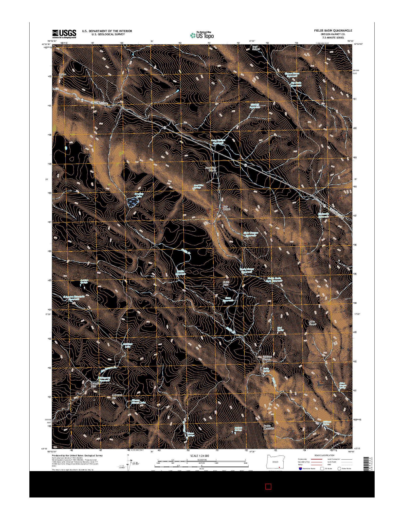 USGS US TOPO 7.5-MINUTE MAP FOR FIELDS BASIN, OR 2017