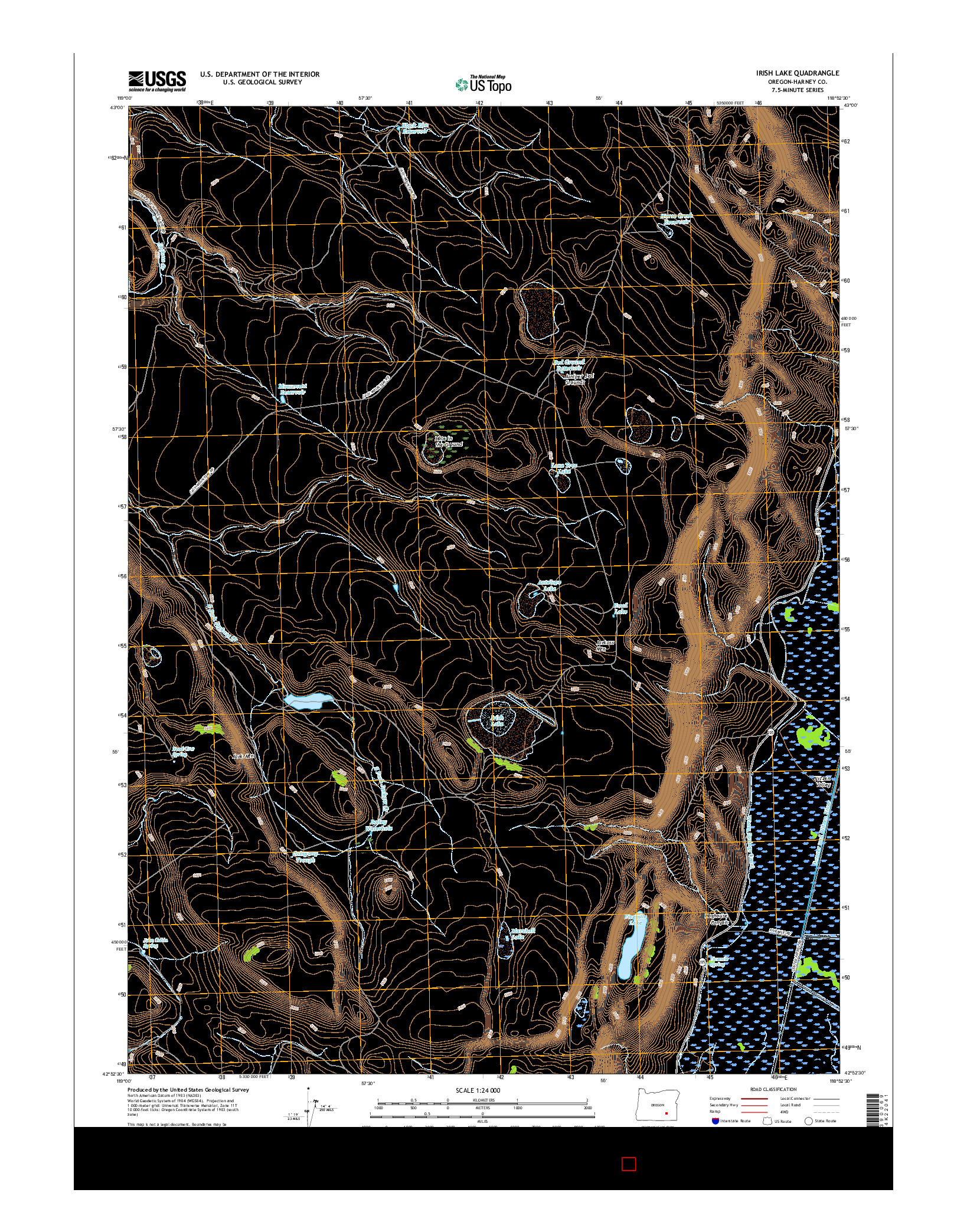 USGS US TOPO 7.5-MINUTE MAP FOR IRISH LAKE, OR 2017