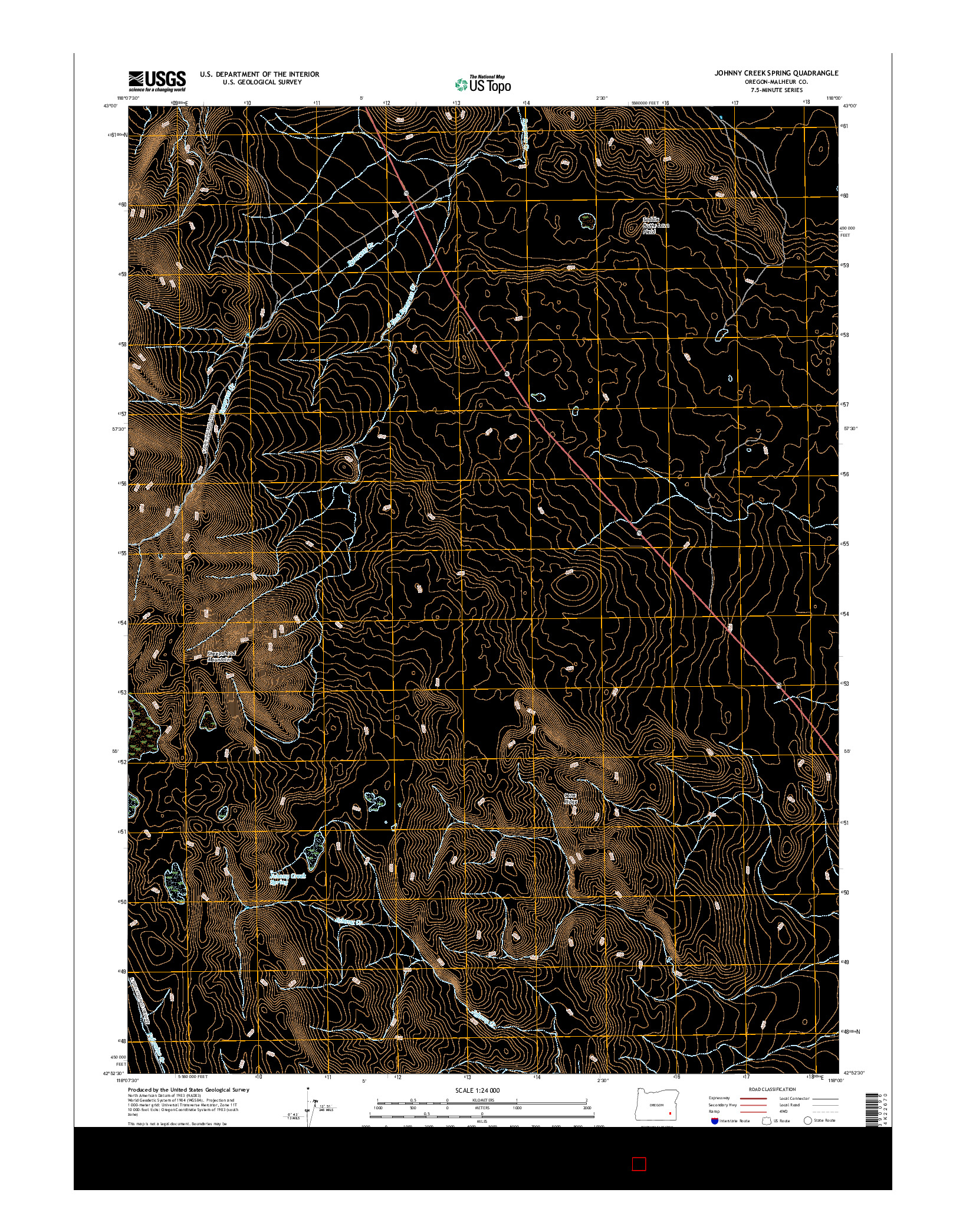 USGS US TOPO 7.5-MINUTE MAP FOR JOHNNY CREEK SPRING, OR 2017