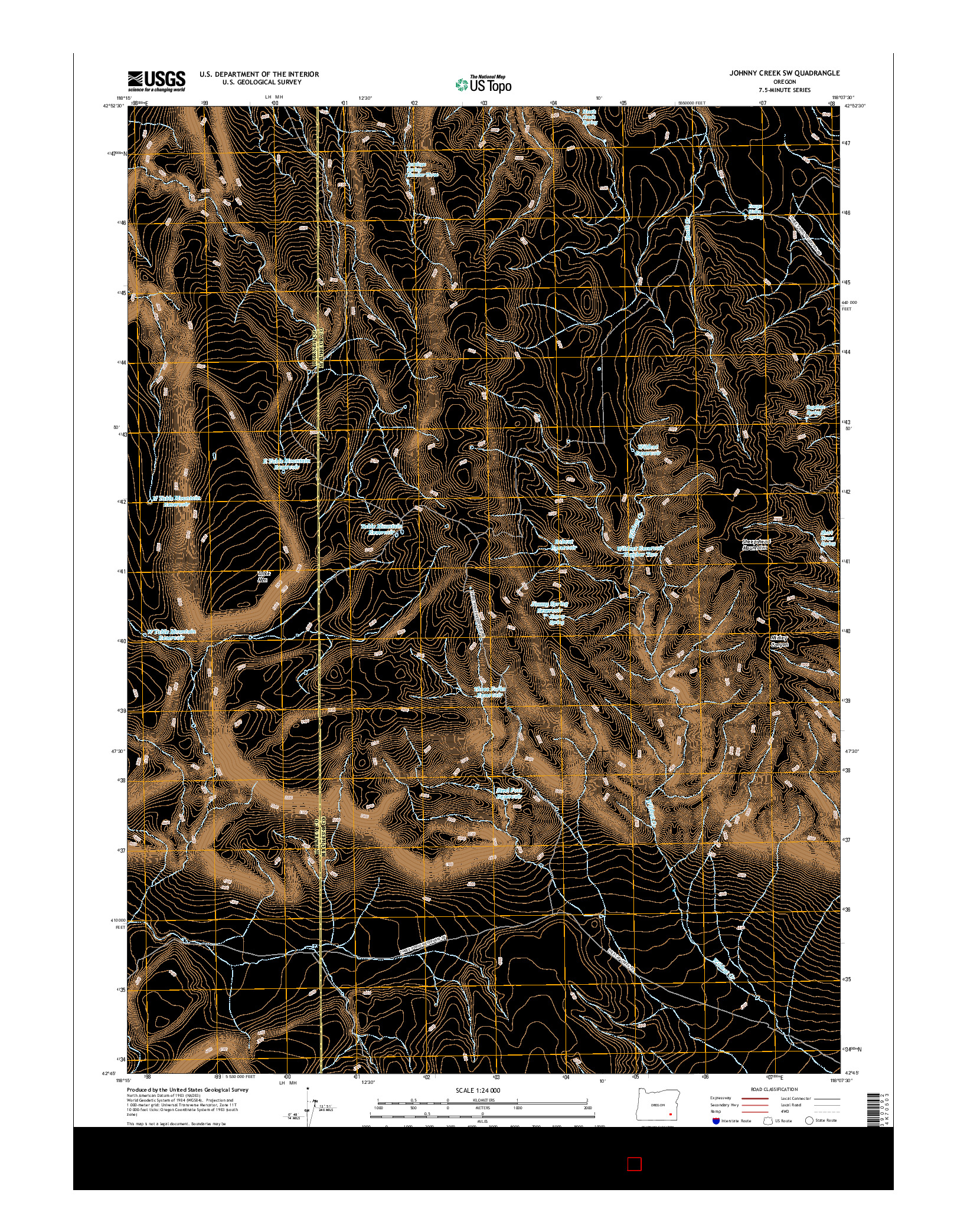 USGS US TOPO 7.5-MINUTE MAP FOR JOHNNY CREEK SW, OR 2017