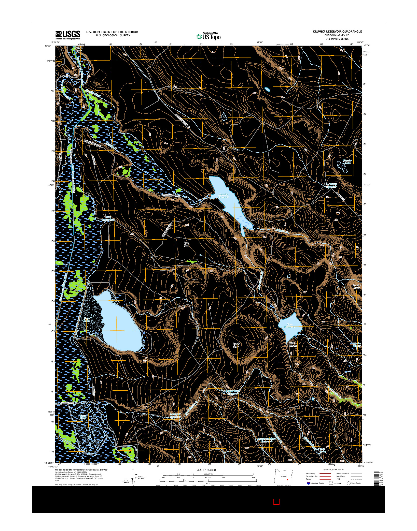 USGS US TOPO 7.5-MINUTE MAP FOR KRUMBO RESERVOIR, OR 2017