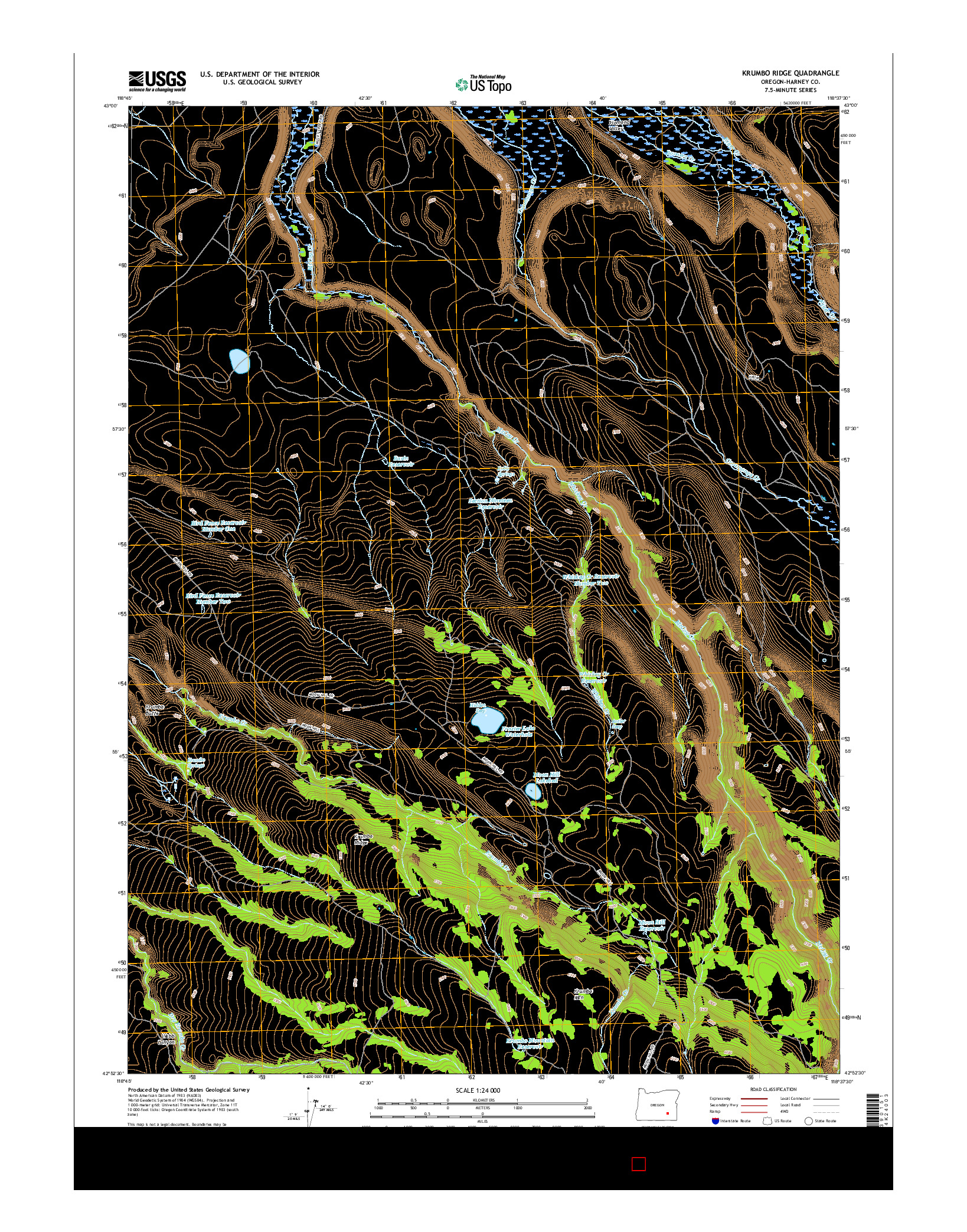 USGS US TOPO 7.5-MINUTE MAP FOR KRUMBO RIDGE, OR 2017