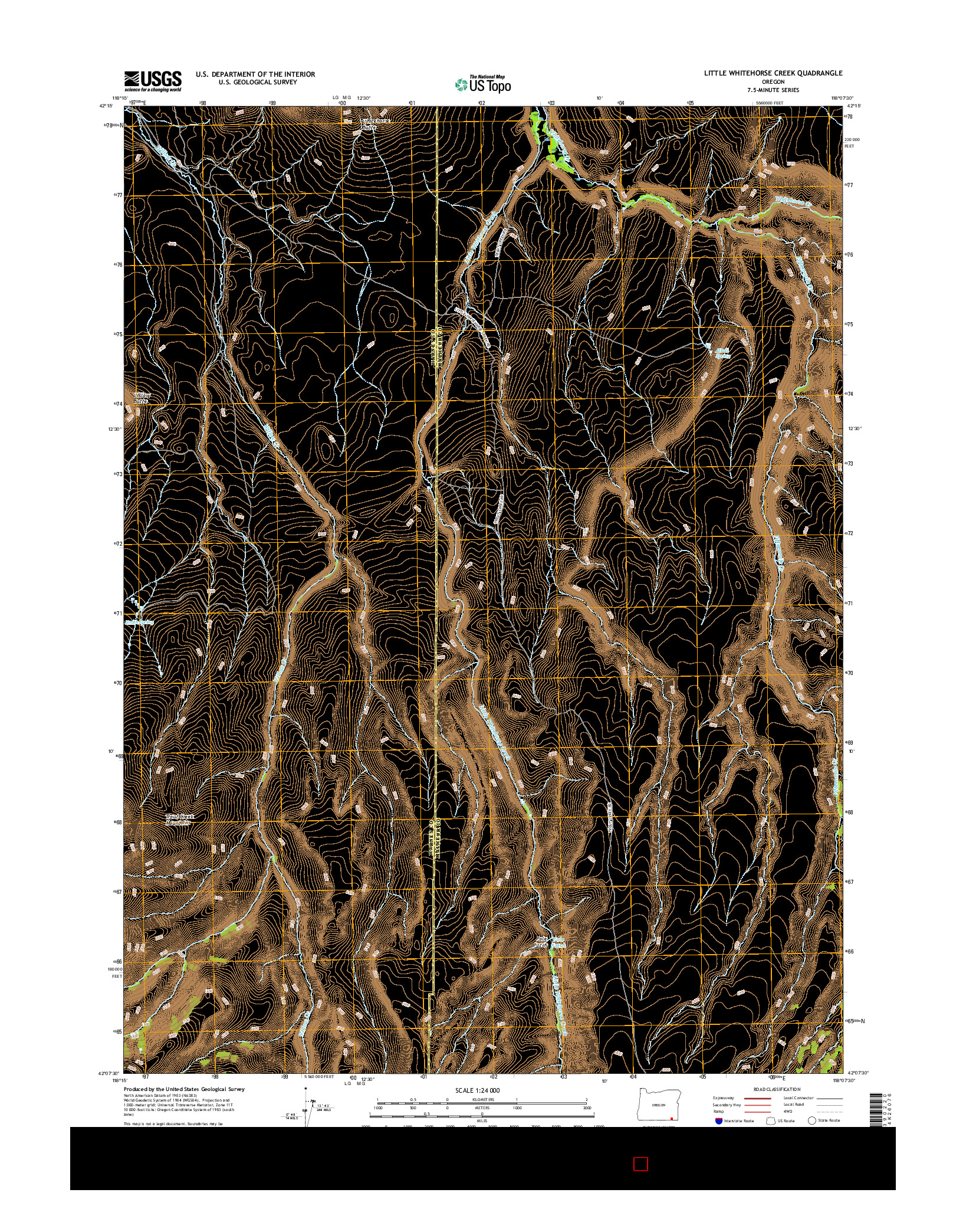 USGS US TOPO 7.5-MINUTE MAP FOR LITTLE WHITEHORSE CREEK, OR 2017