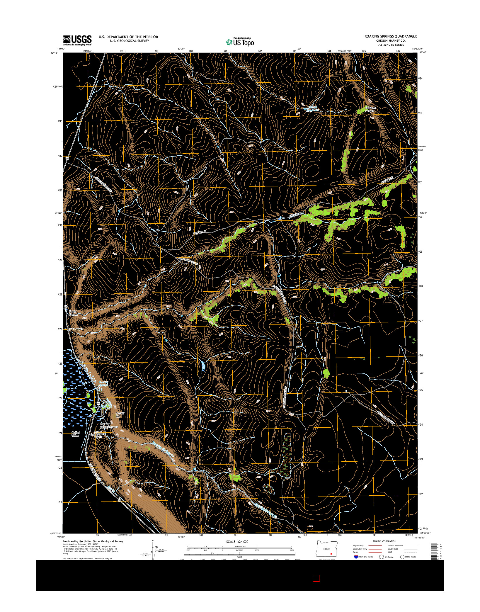 USGS US TOPO 7.5-MINUTE MAP FOR ROARING SPRINGS, OR 2017