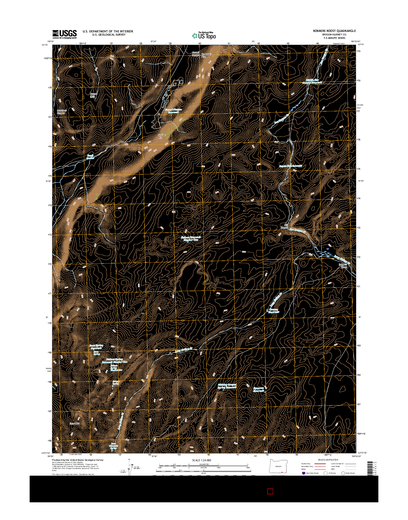 USGS US TOPO 7.5-MINUTE MAP FOR ROBBERS ROOST, OR 2017