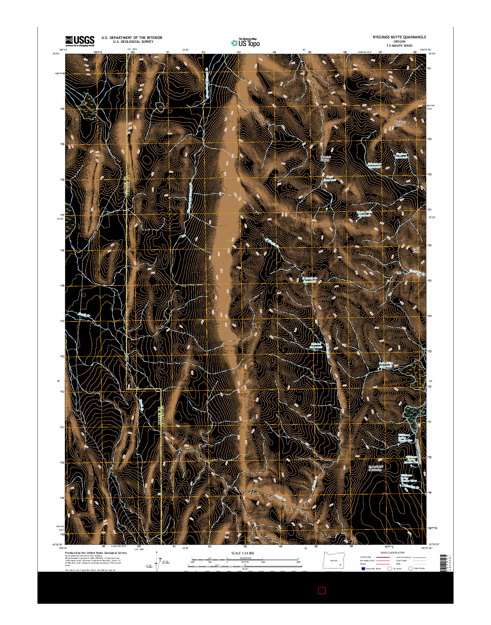 USGS US TOPO 7.5-MINUTE MAP FOR RYEGRASS BUTTE, OR 2017