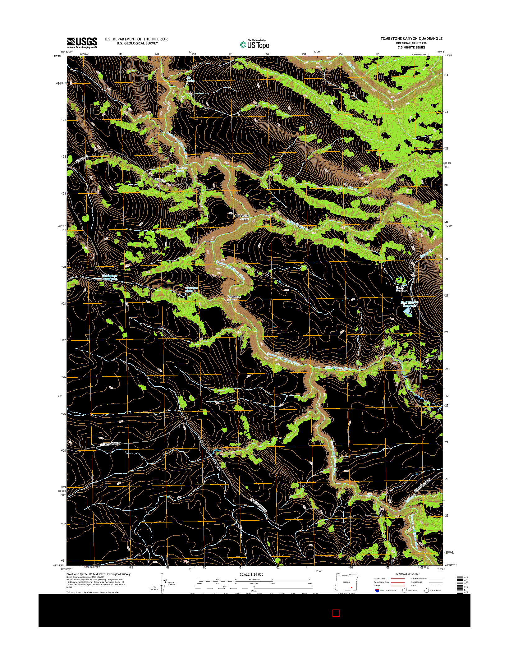 USGS US TOPO 7.5-MINUTE MAP FOR TOMBSTONE CANYON, OR 2017