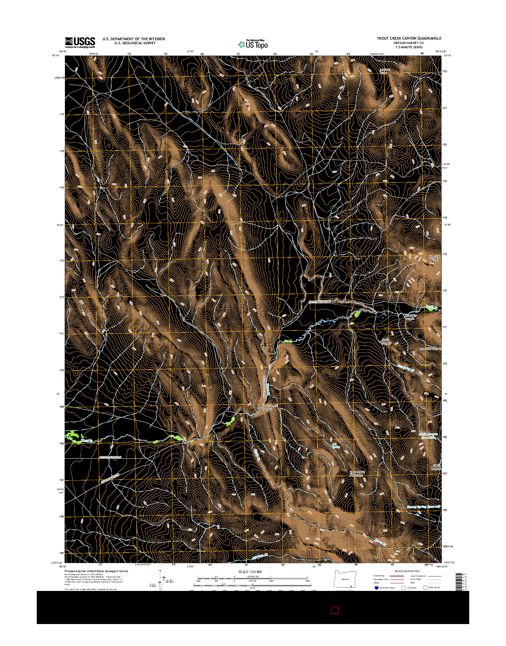 USGS US TOPO 7.5-MINUTE MAP FOR TROUT CREEK CANYON, OR 2017