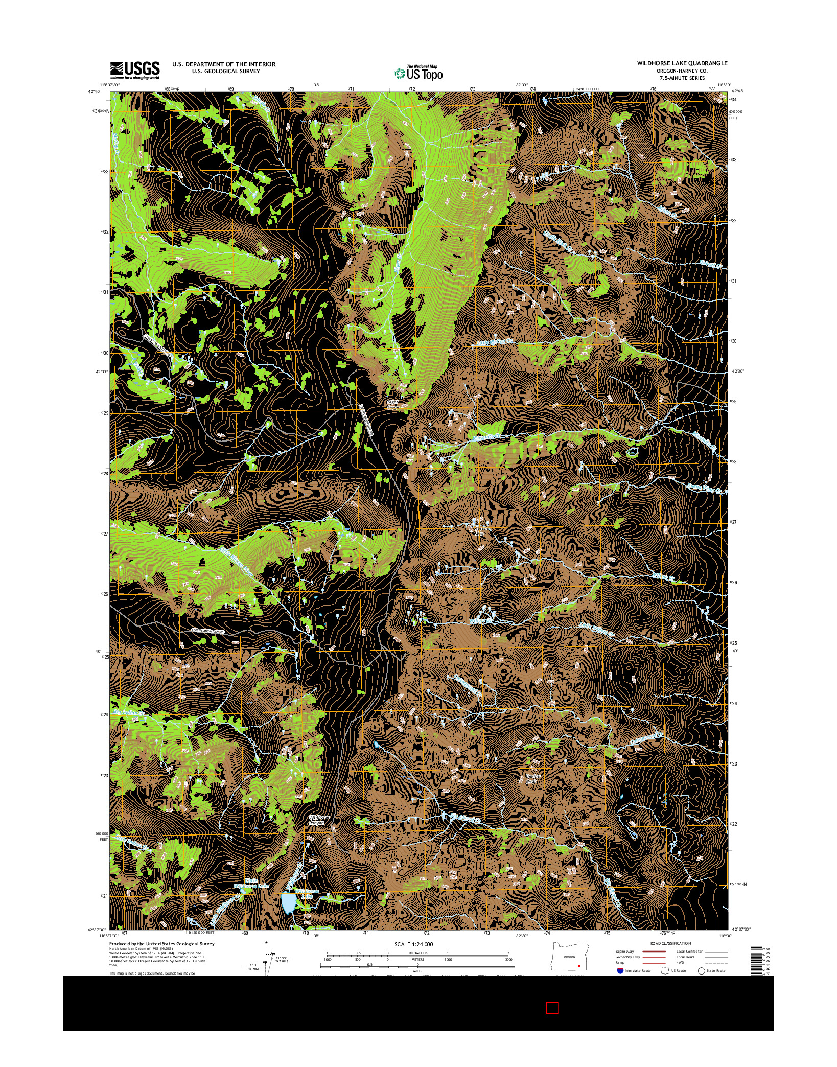 USGS US TOPO 7.5-MINUTE MAP FOR WILDHORSE LAKE, OR 2017