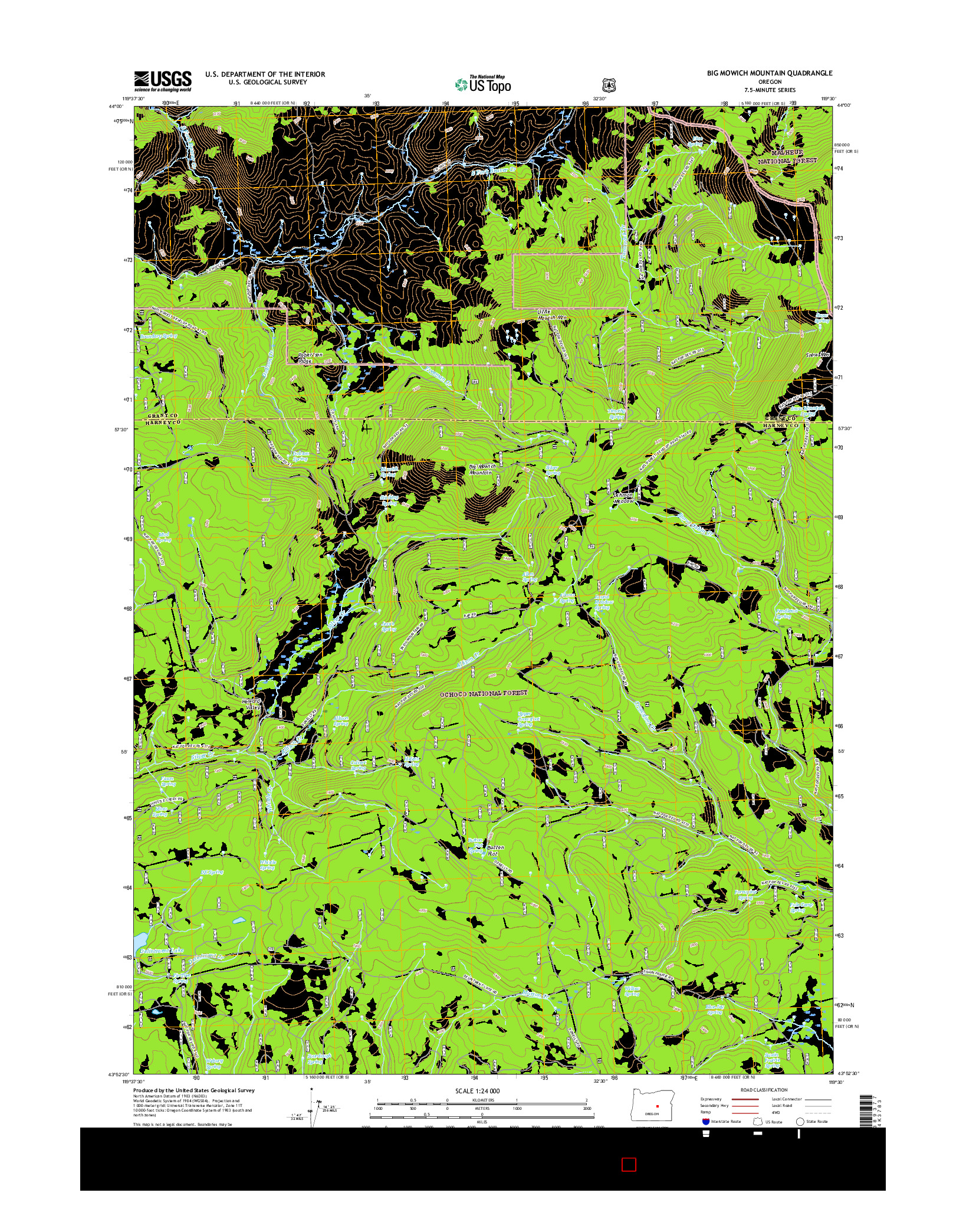 USGS US TOPO 7.5-MINUTE MAP FOR BIG MOWICH MOUNTAIN, OR 2017