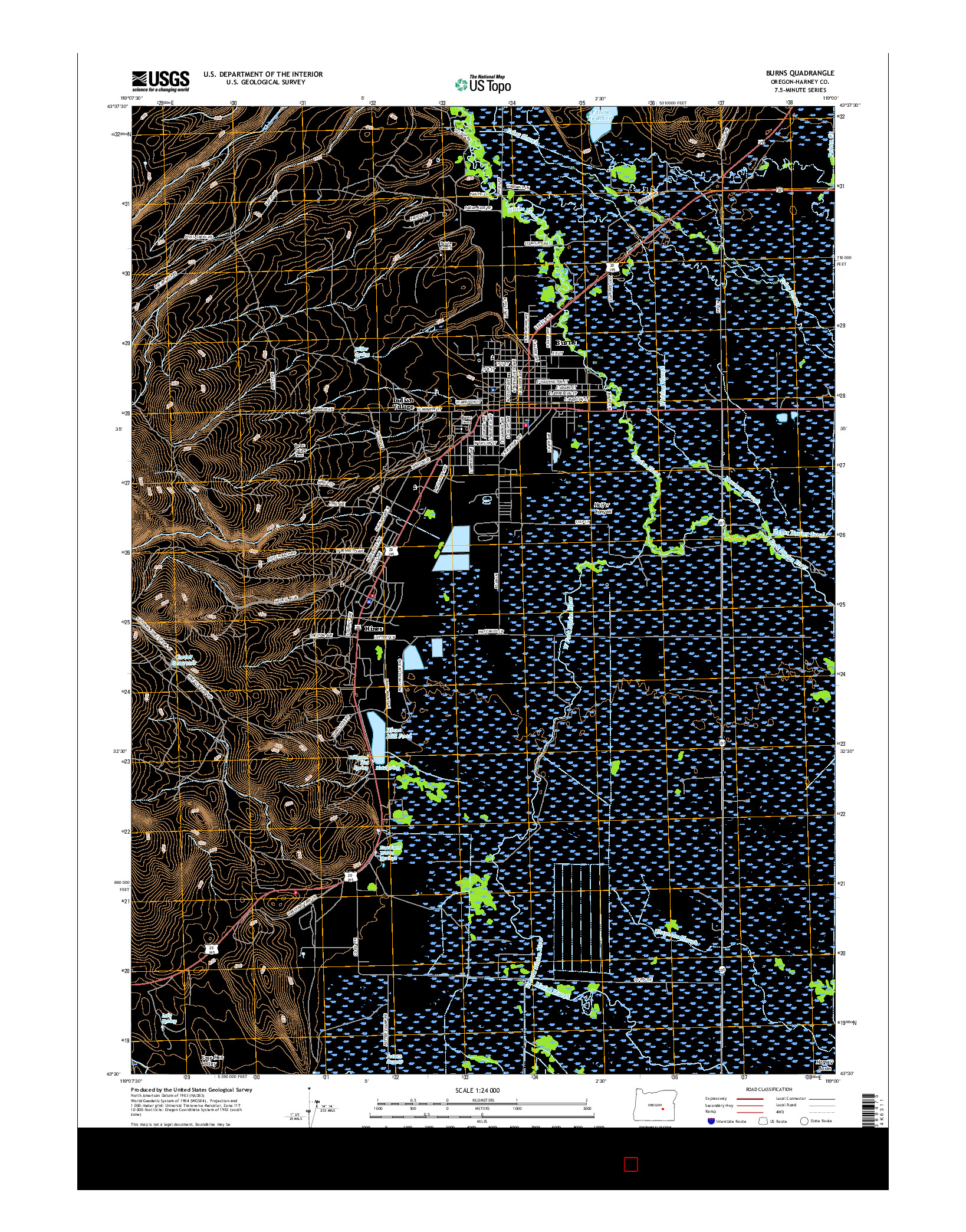 USGS US TOPO 7.5-MINUTE MAP FOR BURNS, OR 2017
