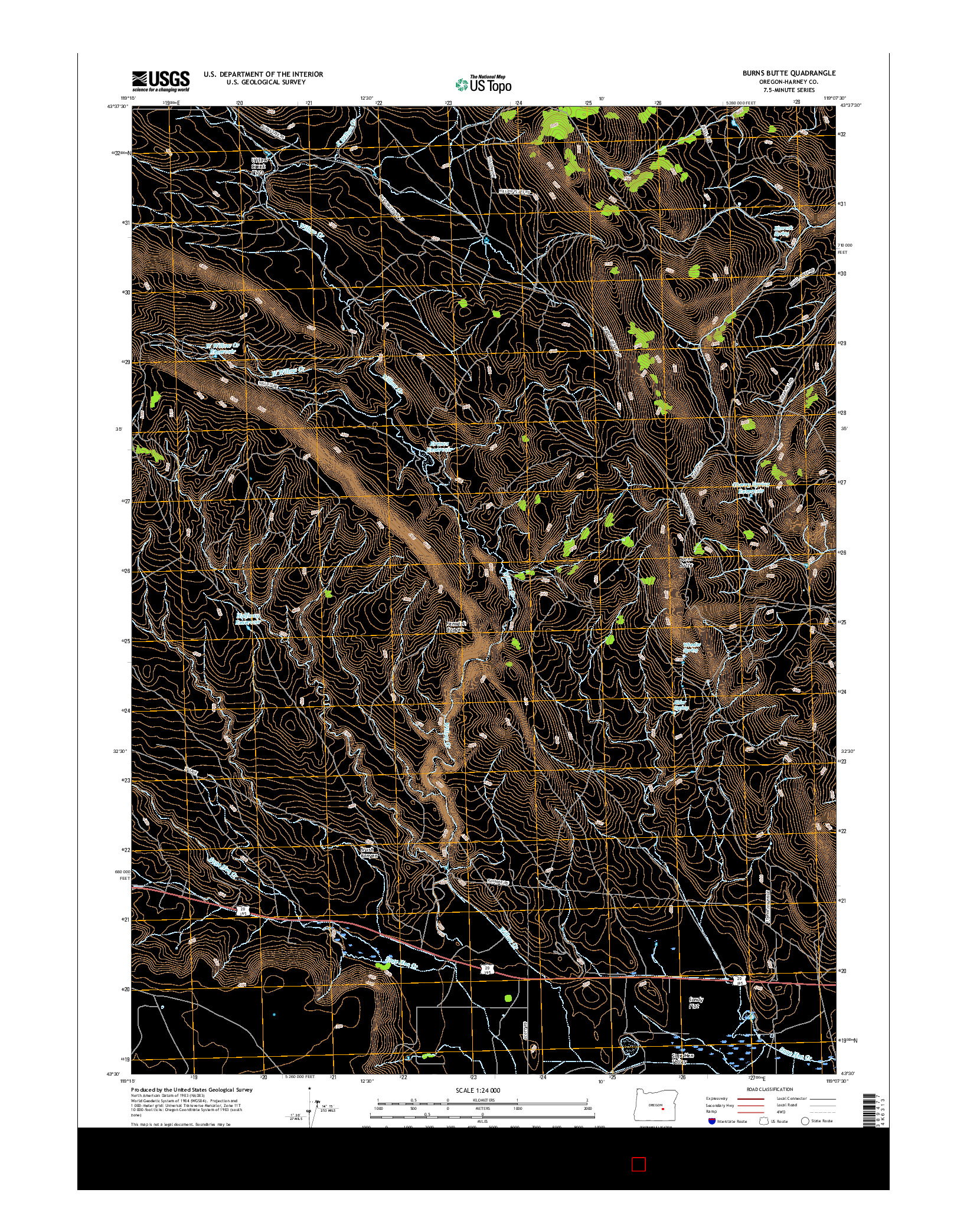 USGS US TOPO 7.5-MINUTE MAP FOR BURNS BUTTE, OR 2017