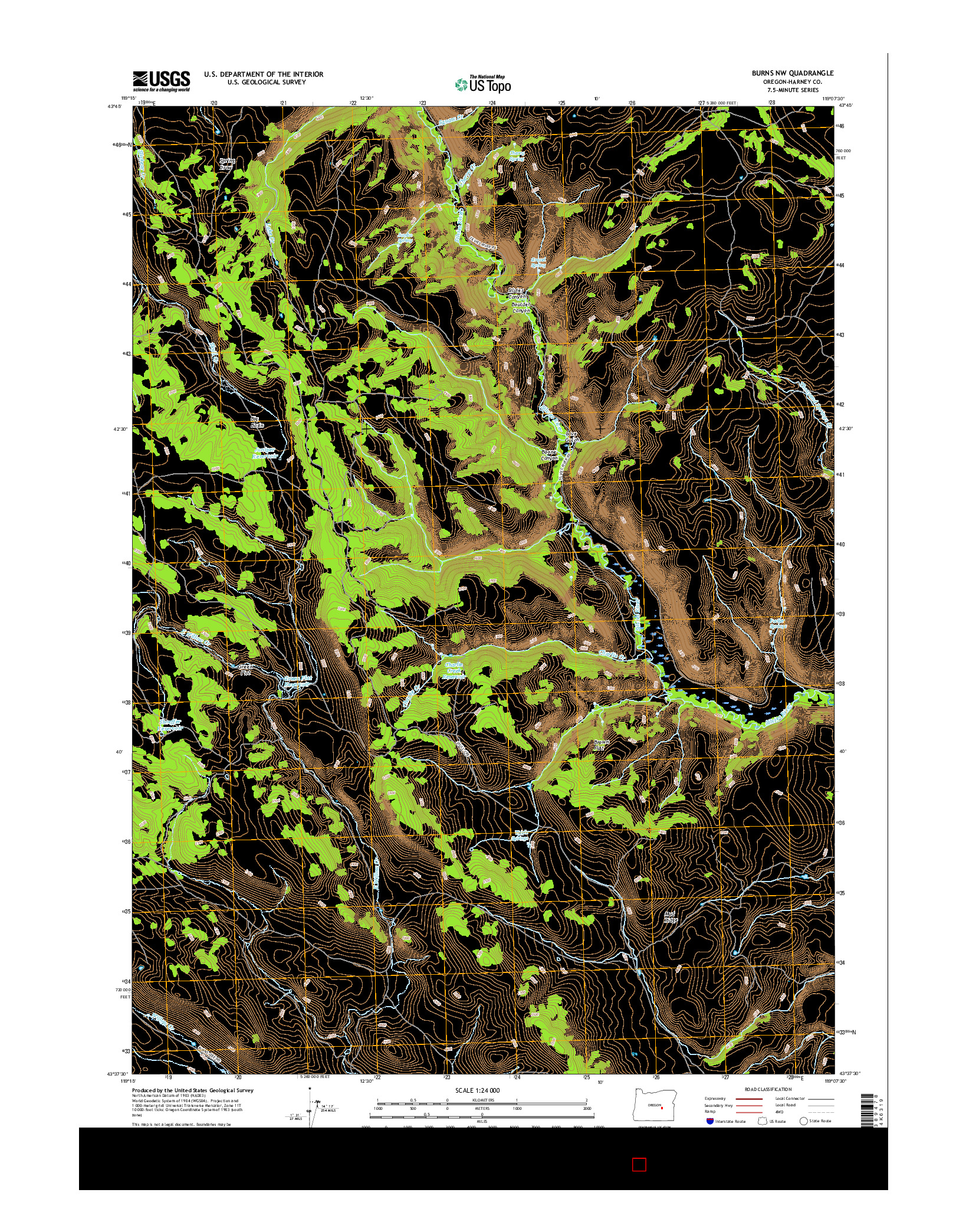 USGS US TOPO 7.5-MINUTE MAP FOR BURNS NW, OR 2017