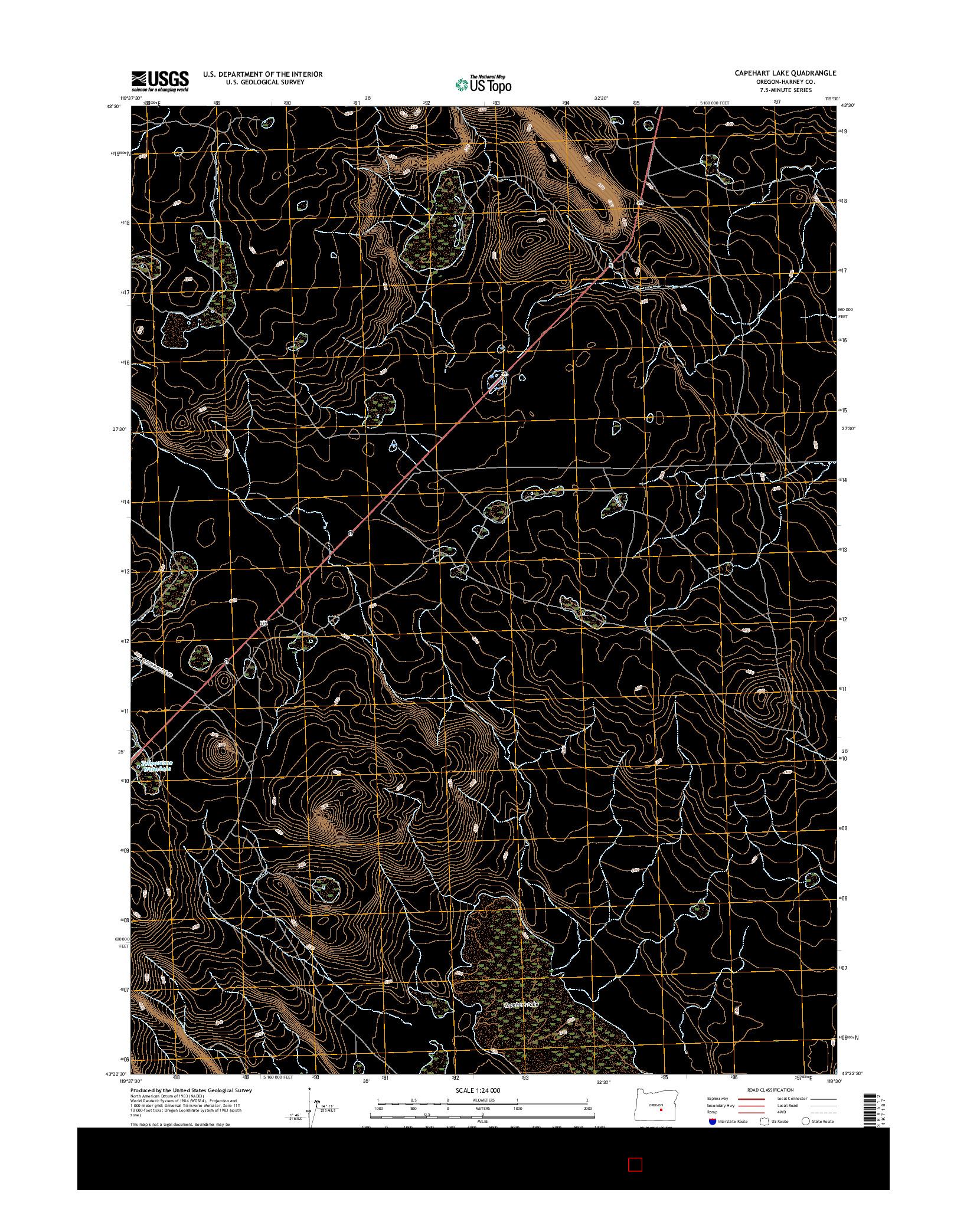 USGS US TOPO 7.5-MINUTE MAP FOR CAPEHART LAKE, OR 2017