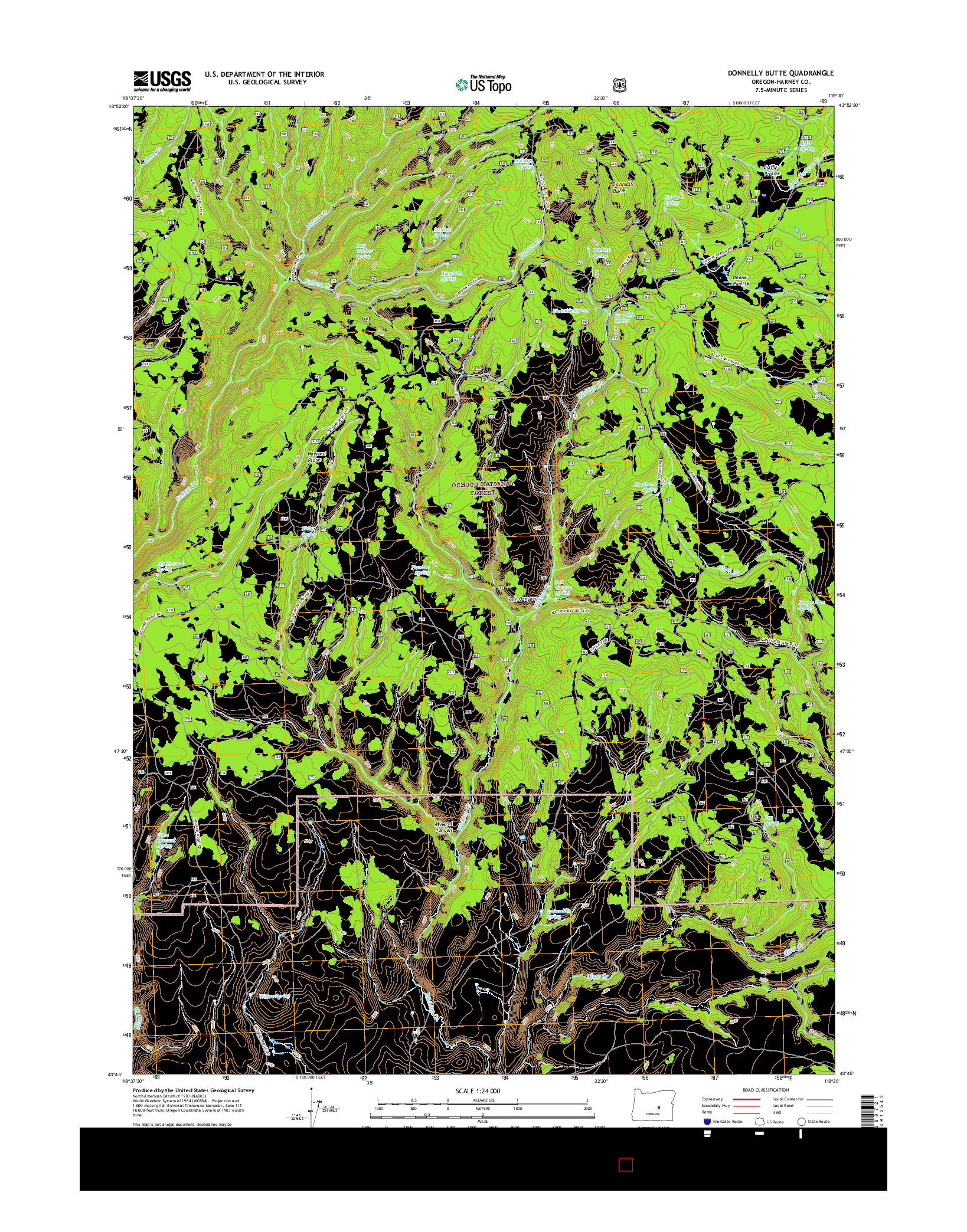 USGS US TOPO 7.5-MINUTE MAP FOR DONNELLY BUTTE, OR 2017