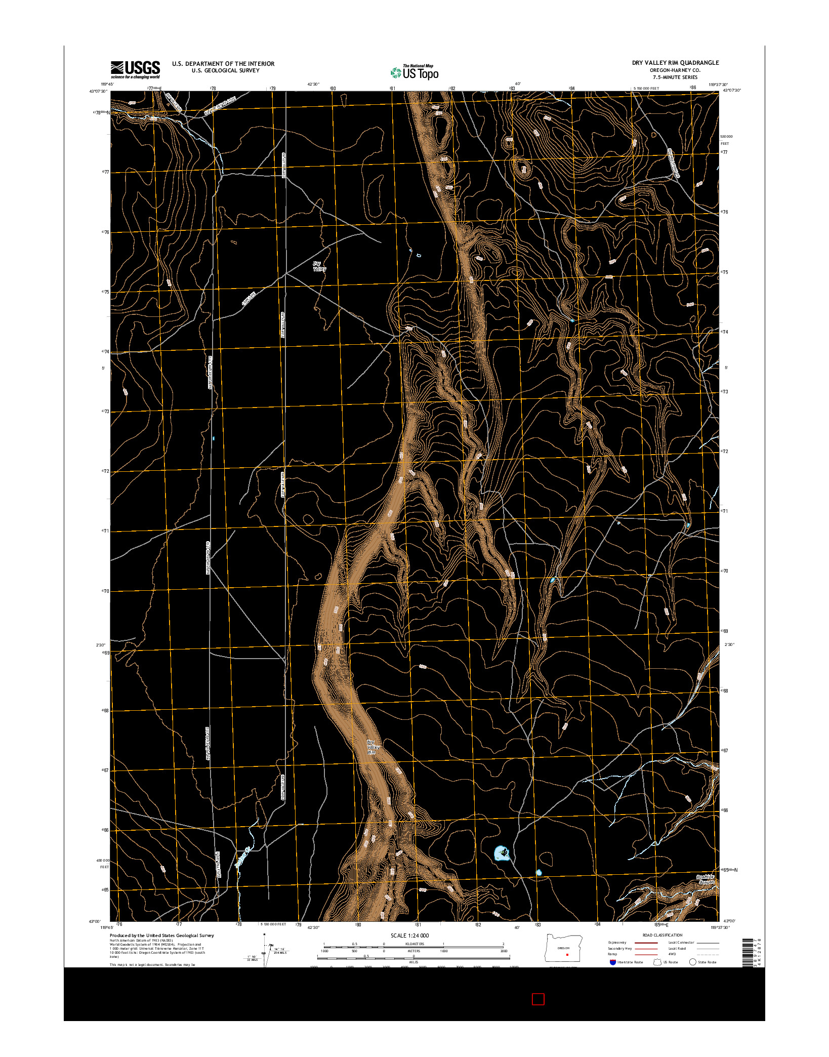 USGS US TOPO 7.5-MINUTE MAP FOR DRY VALLEY RIM, OR 2017