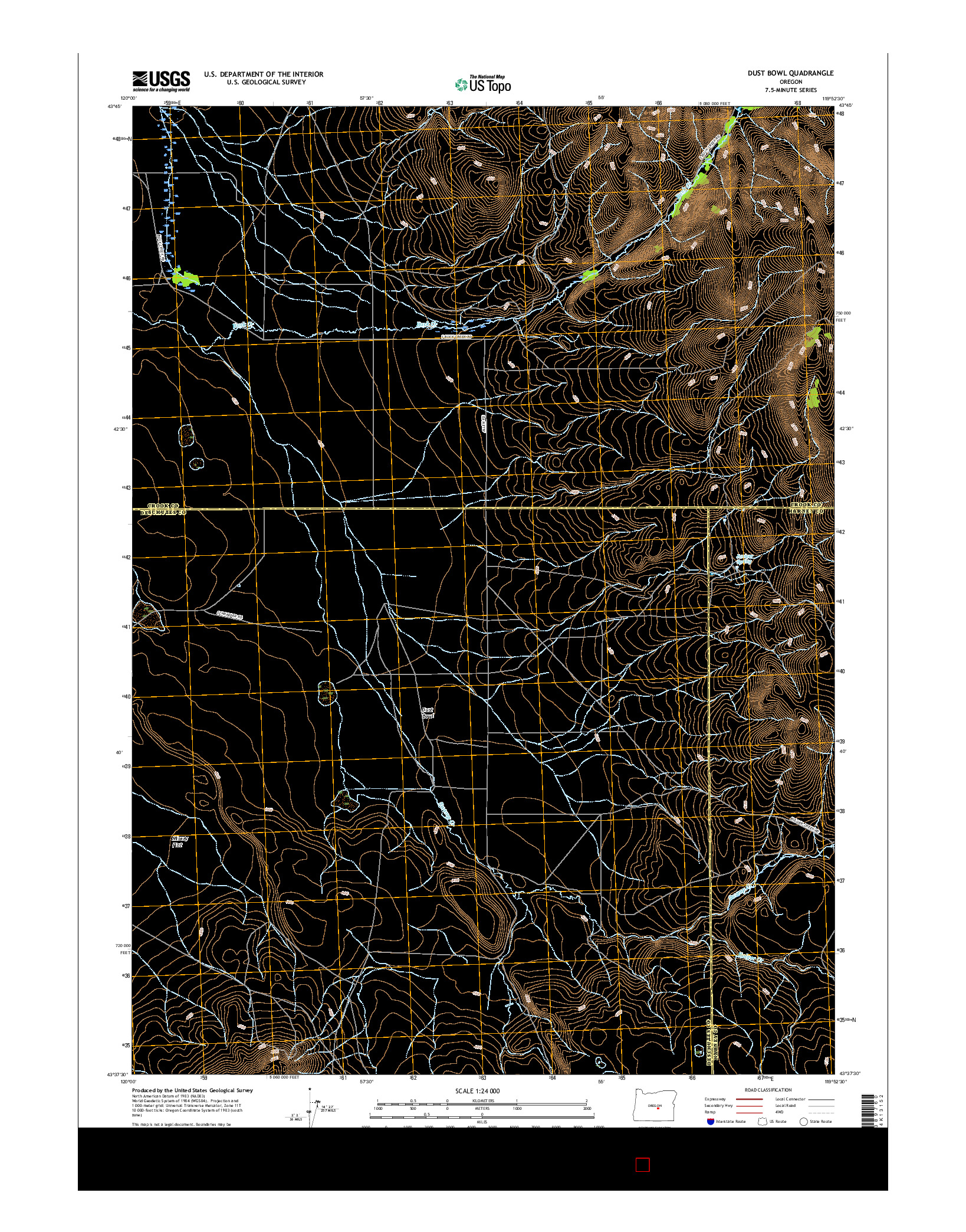 USGS US TOPO 7.5-MINUTE MAP FOR DUST BOWL, OR 2017