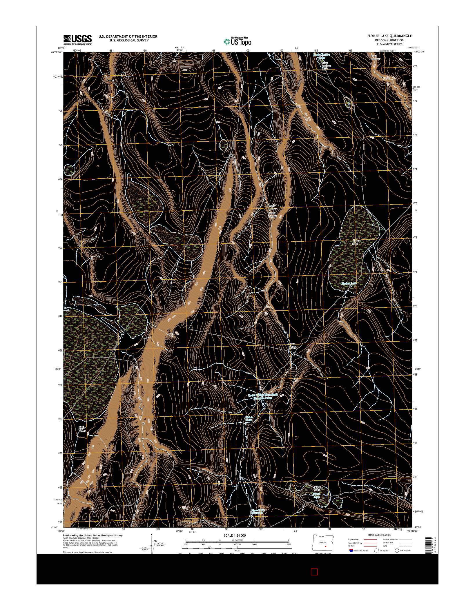 USGS US TOPO 7.5-MINUTE MAP FOR FLYBEE LAKE, OR 2017