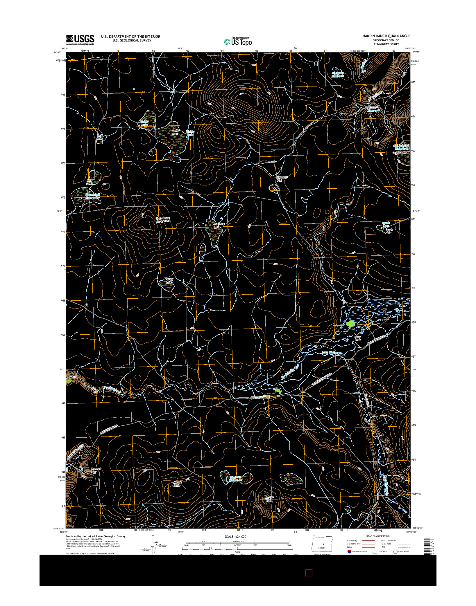 USGS US TOPO 7.5-MINUTE MAP FOR HARDIN RANCH, OR 2017