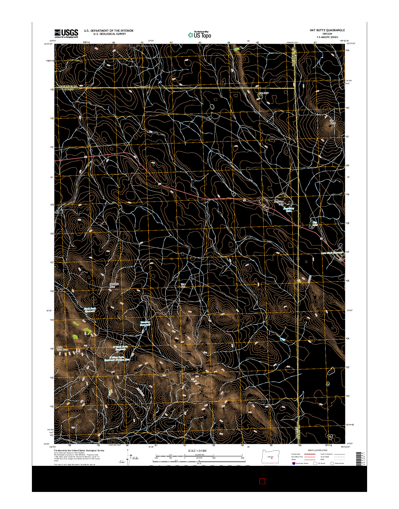 USGS US TOPO 7.5-MINUTE MAP FOR HAT BUTTE, OR 2017