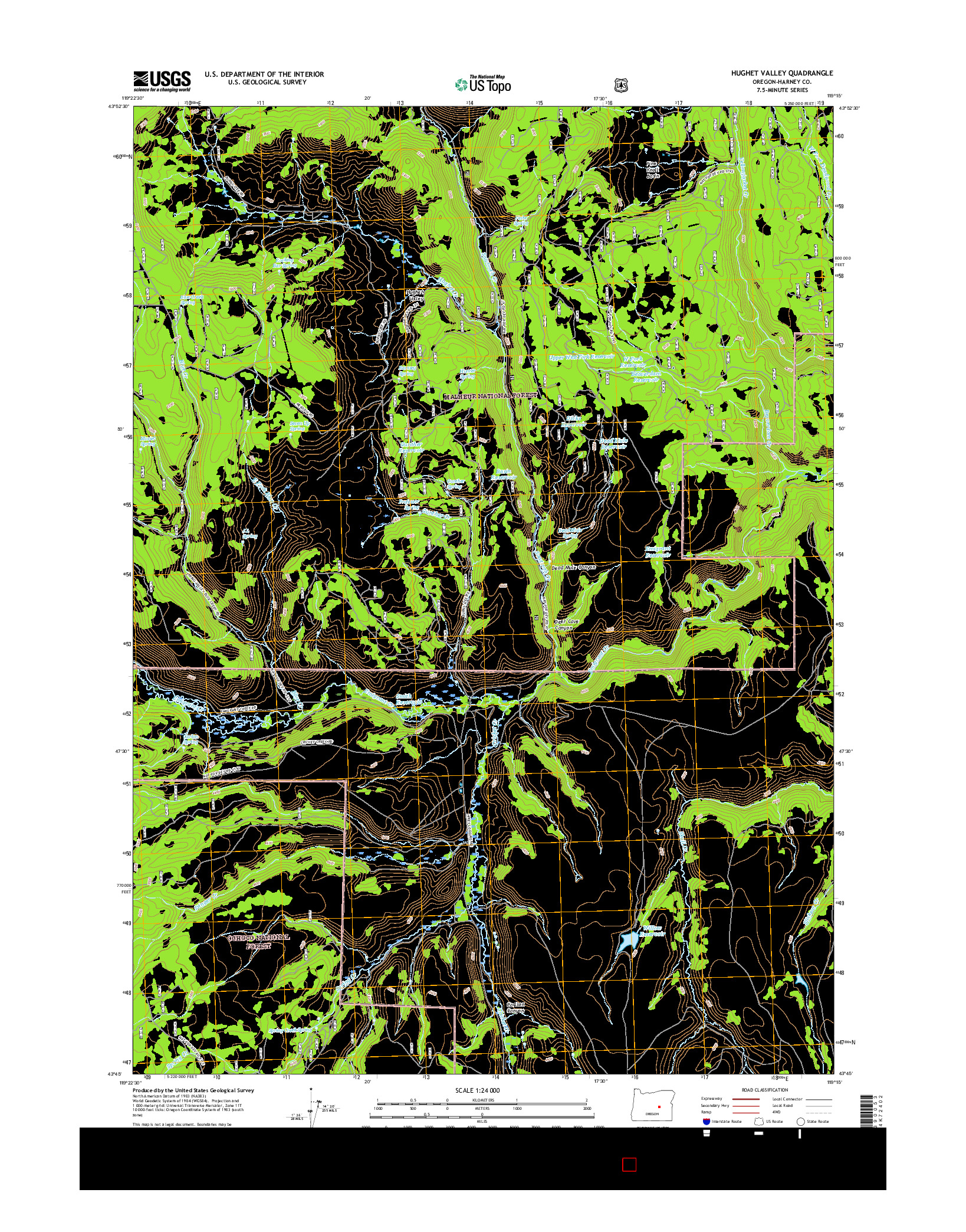 USGS US TOPO 7.5-MINUTE MAP FOR HUGHET VALLEY, OR 2017