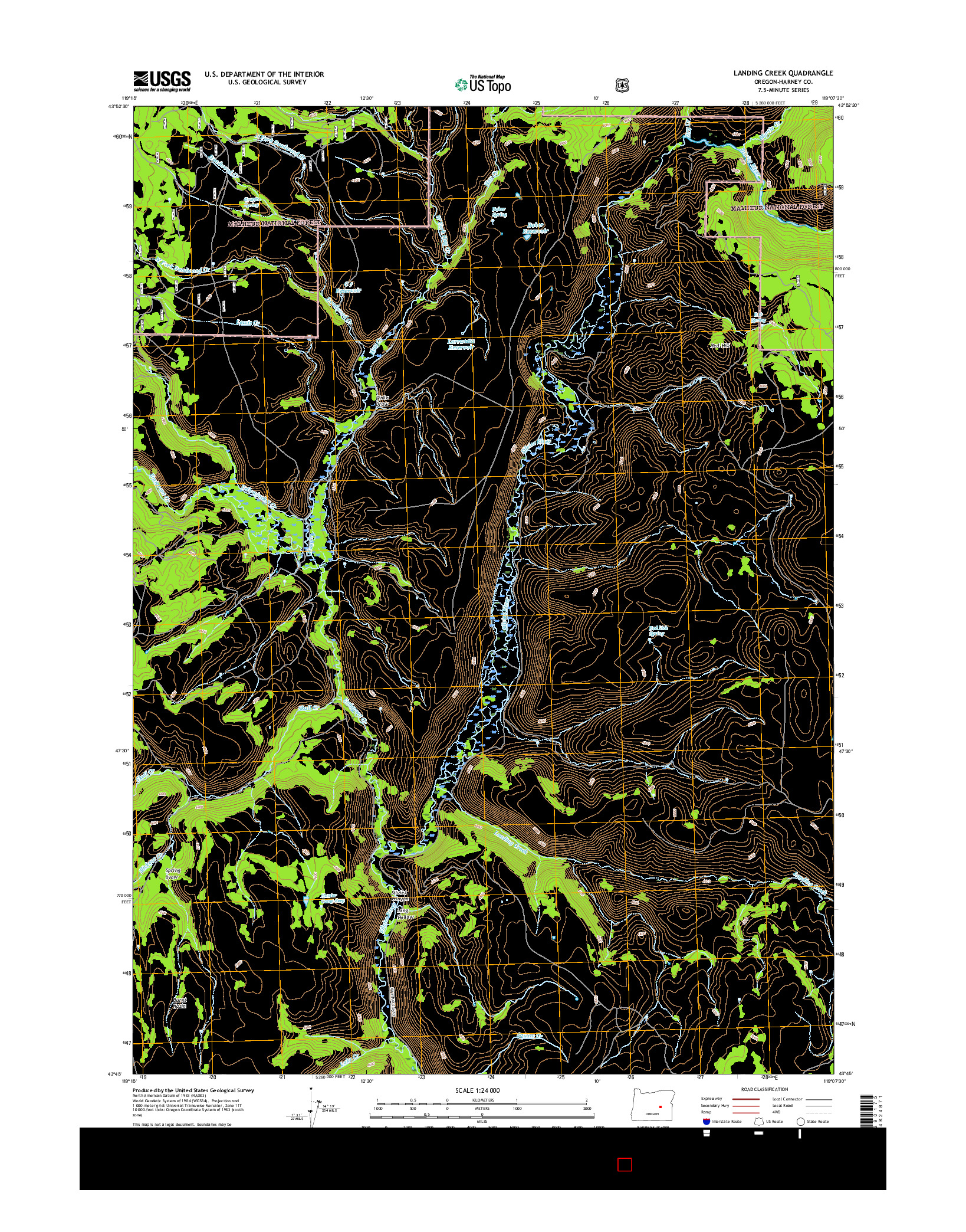 USGS US TOPO 7.5-MINUTE MAP FOR LANDING CREEK, OR 2017