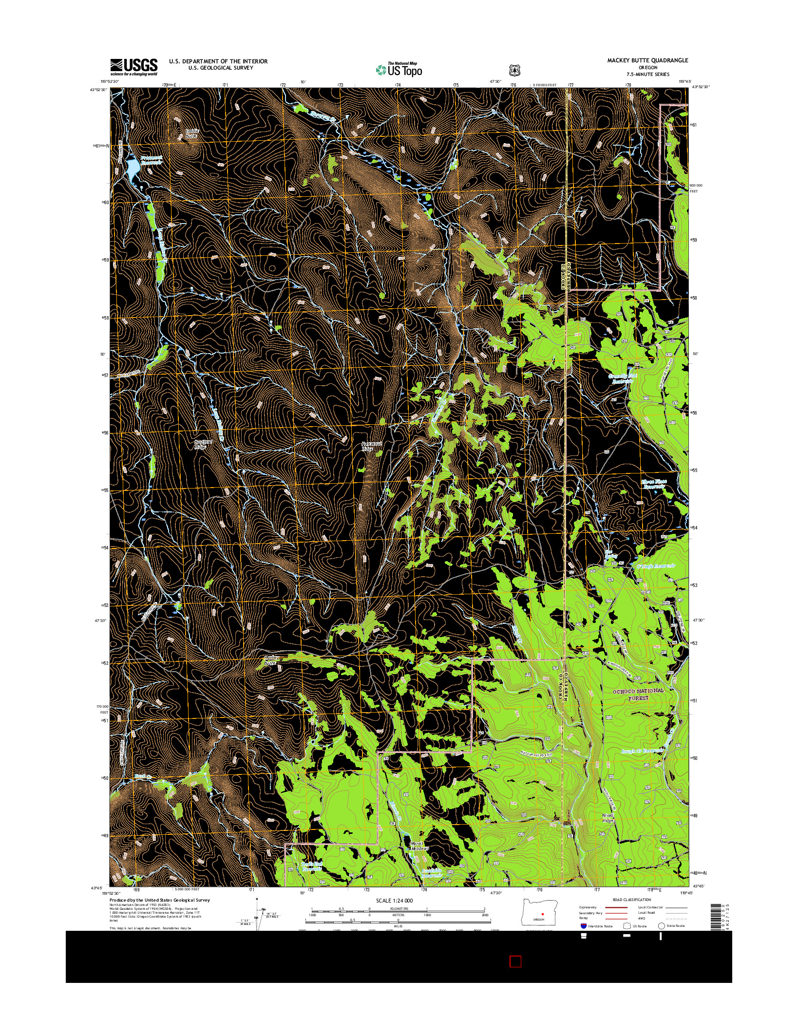 USGS US TOPO 7.5-MINUTE MAP FOR MACKEY BUTTE, OR 2017