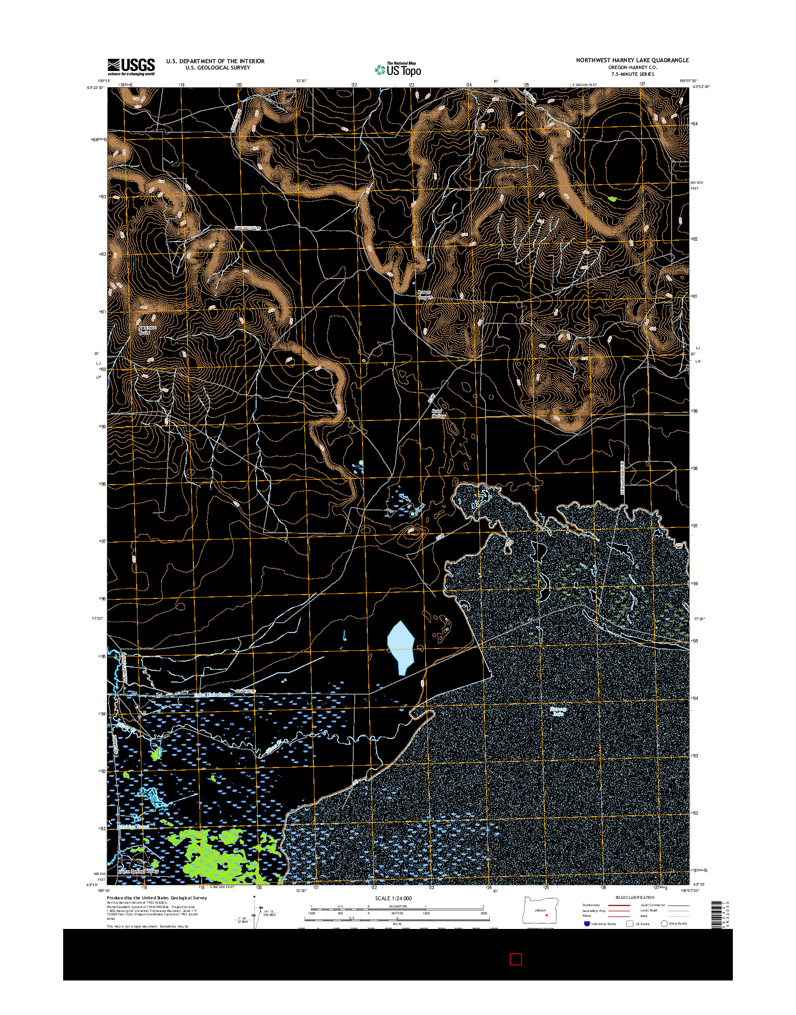 USGS US TOPO 7.5-MINUTE MAP FOR NORTHWEST HARNEY LAKE, OR 2017
