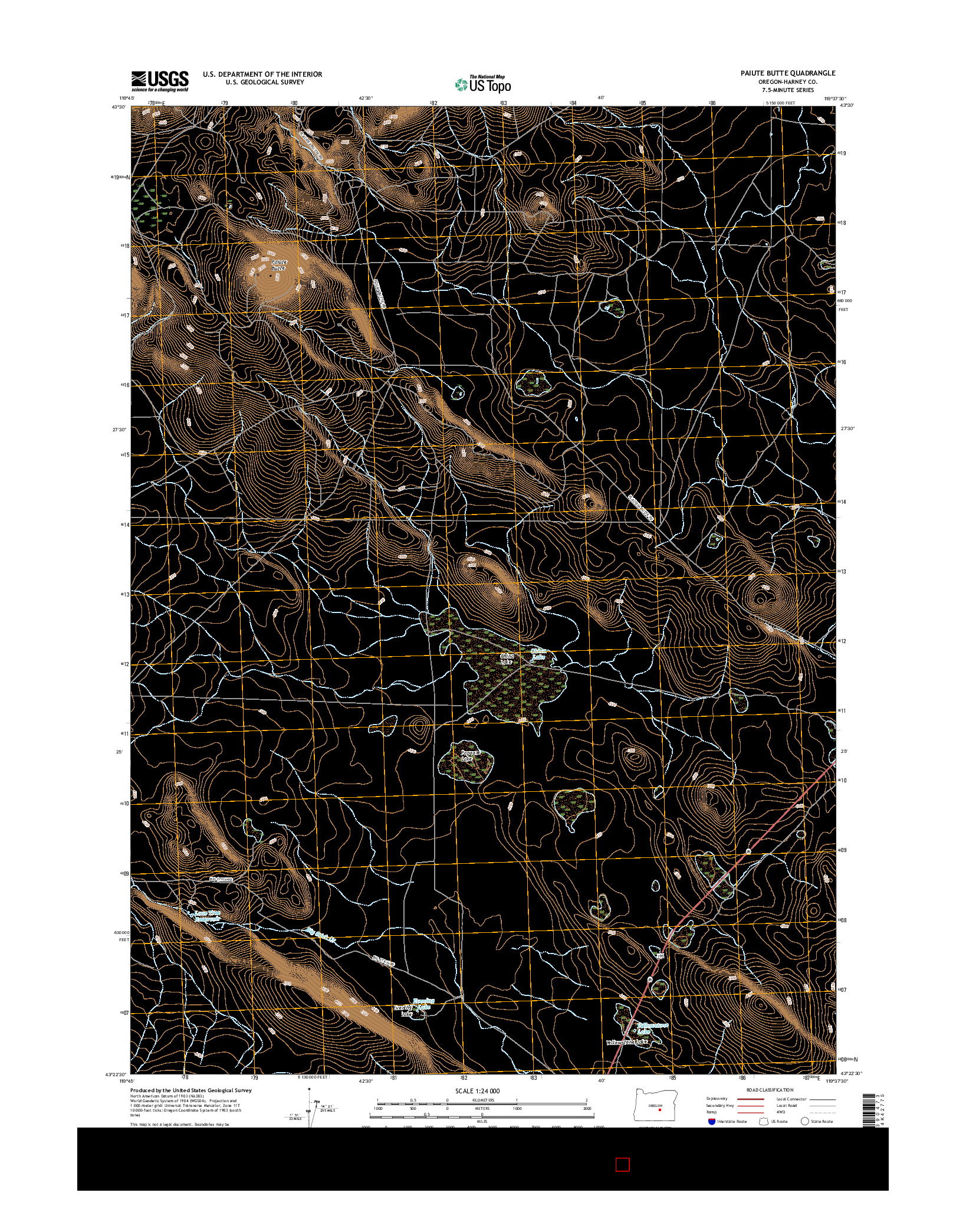 USGS US TOPO 7.5-MINUTE MAP FOR PAIUTE BUTTE, OR 2017