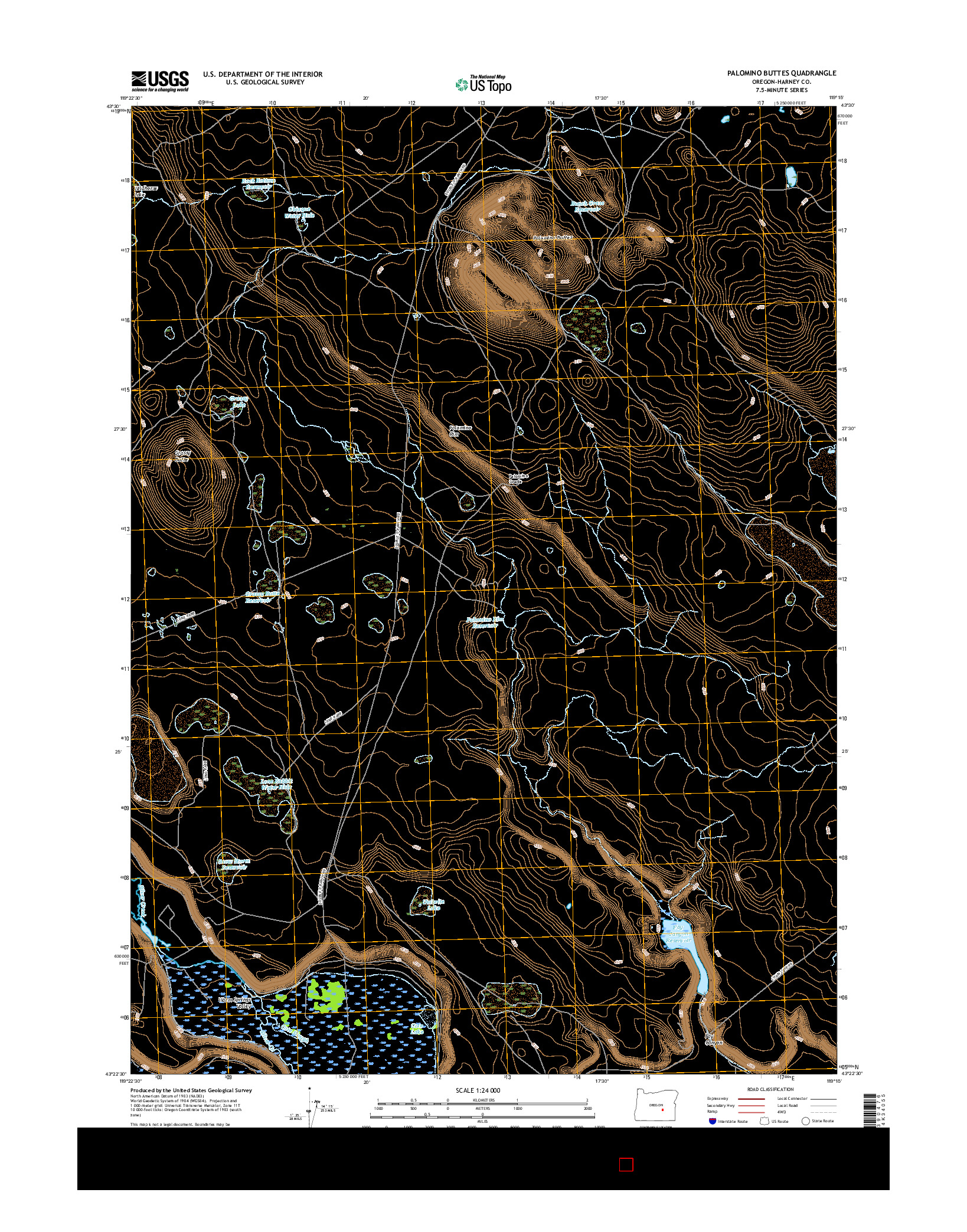 USGS US TOPO 7.5-MINUTE MAP FOR PALOMINO BUTTES, OR 2017