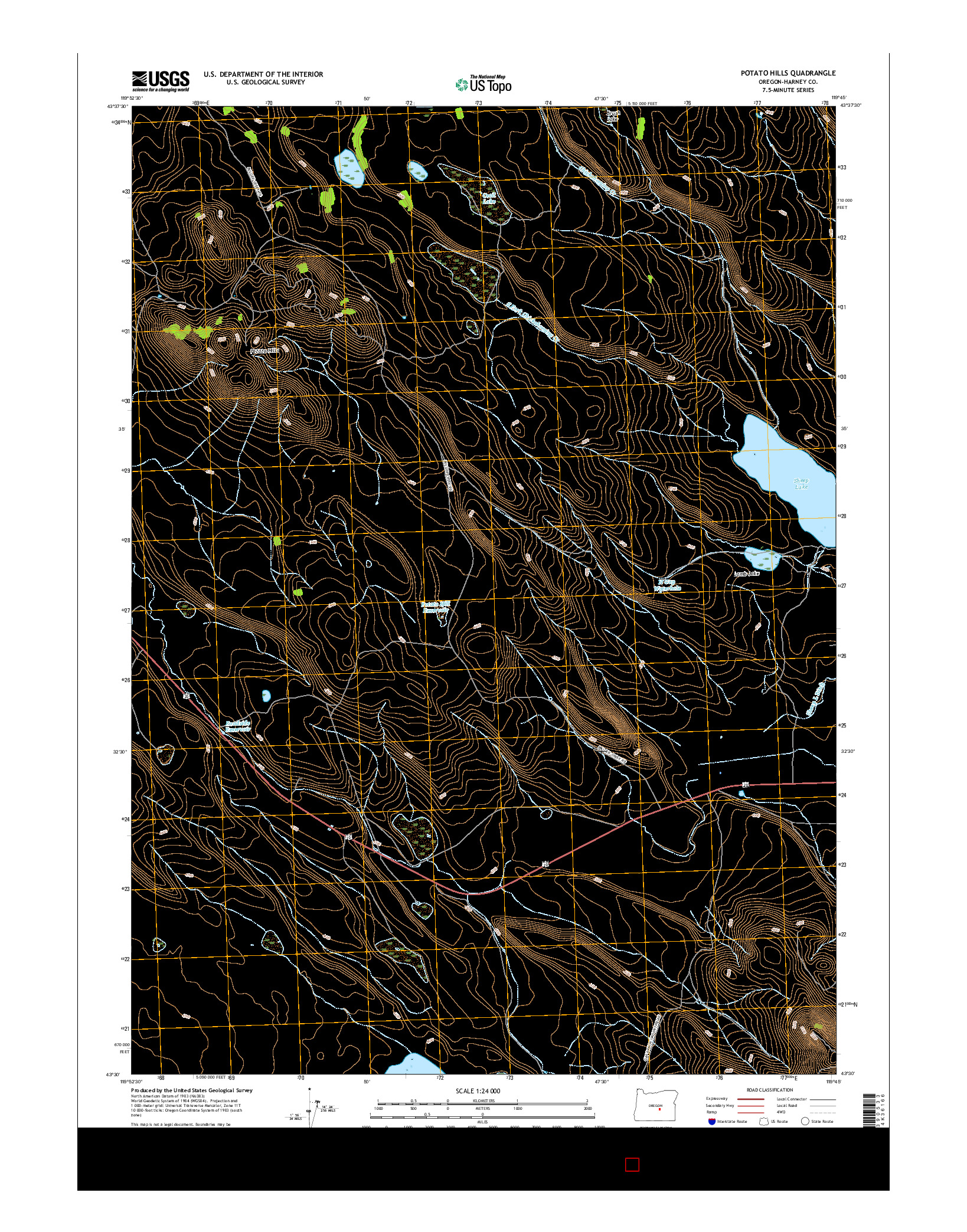 USGS US TOPO 7.5-MINUTE MAP FOR POTATO HILLS, OR 2017