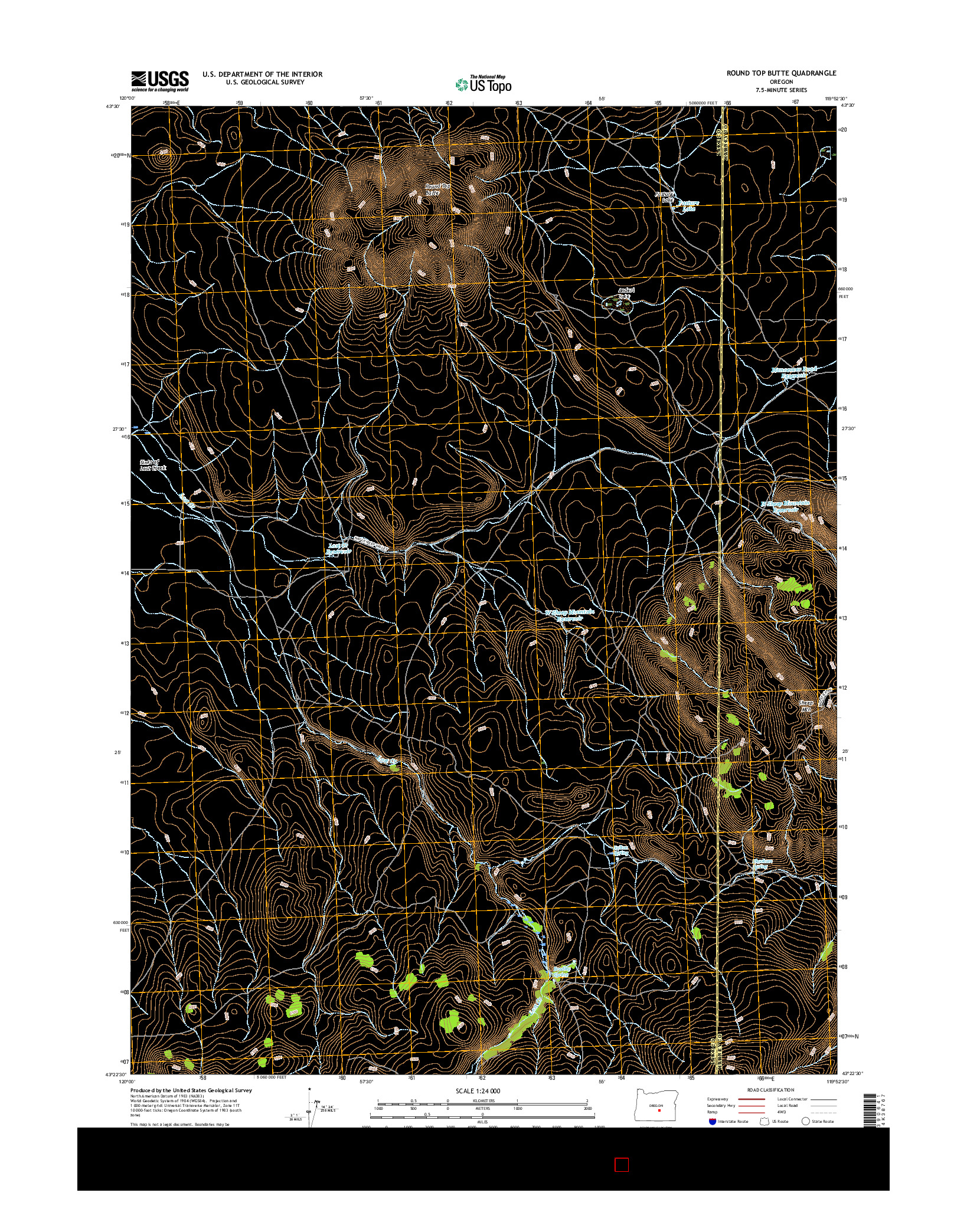 USGS US TOPO 7.5-MINUTE MAP FOR ROUND TOP BUTTE, OR 2017
