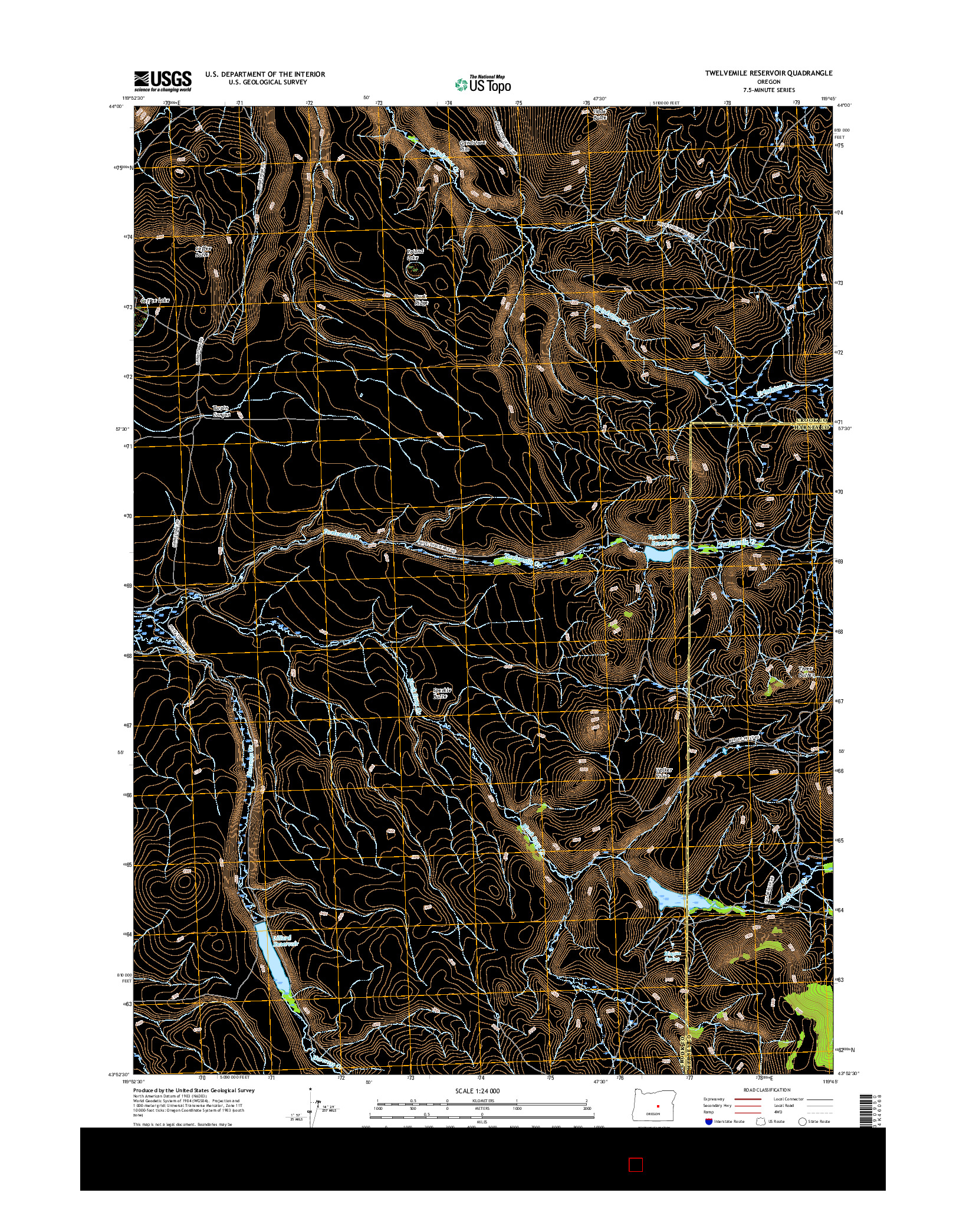 USGS US TOPO 7.5-MINUTE MAP FOR TWELVEMILE RESERVOIR, OR 2017