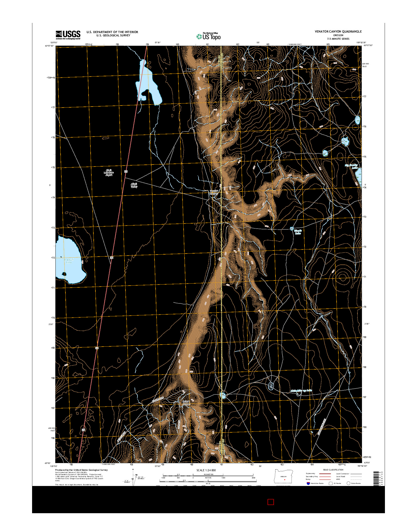 USGS US TOPO 7.5-MINUTE MAP FOR VENATOR CANYON, OR 2017