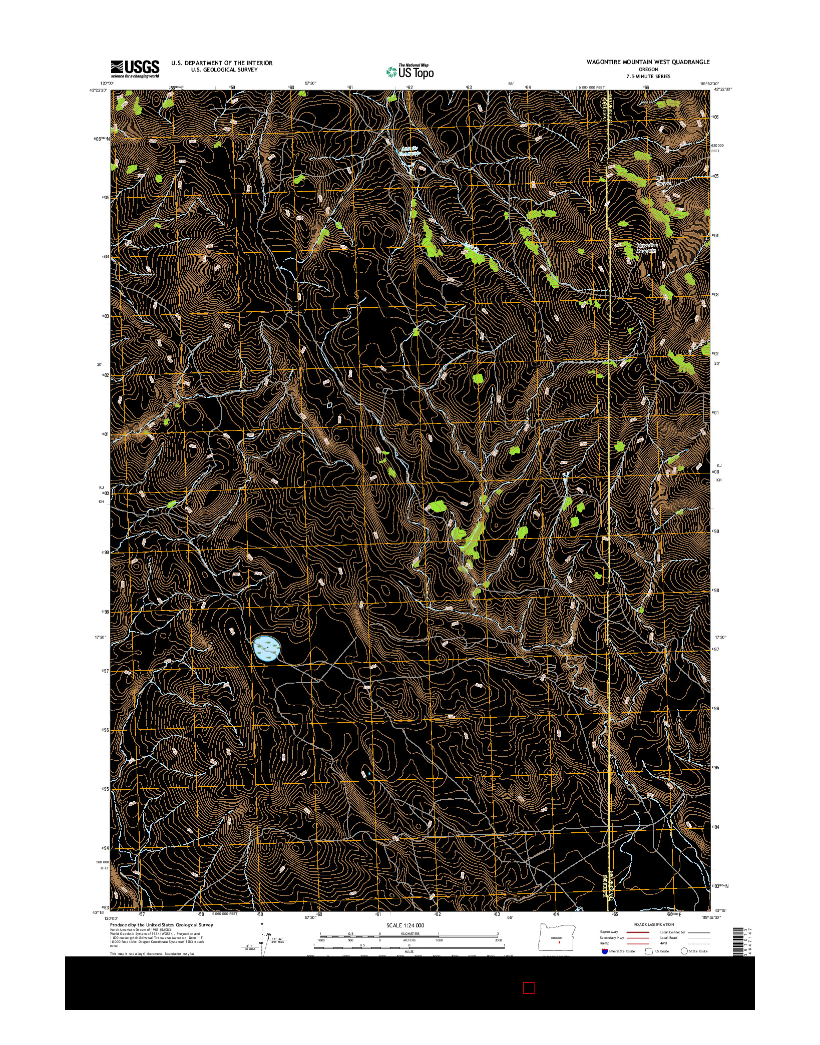 USGS US TOPO 7.5-MINUTE MAP FOR WAGONTIRE MOUNTAIN WEST, OR 2017