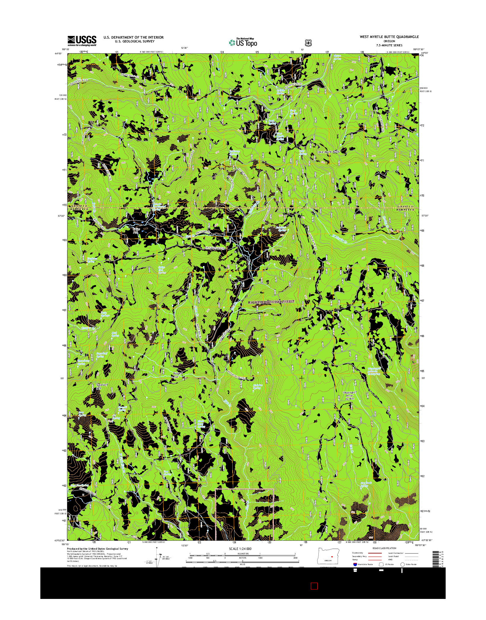 USGS US TOPO 7.5-MINUTE MAP FOR WEST MYRTLE BUTTE, OR 2017