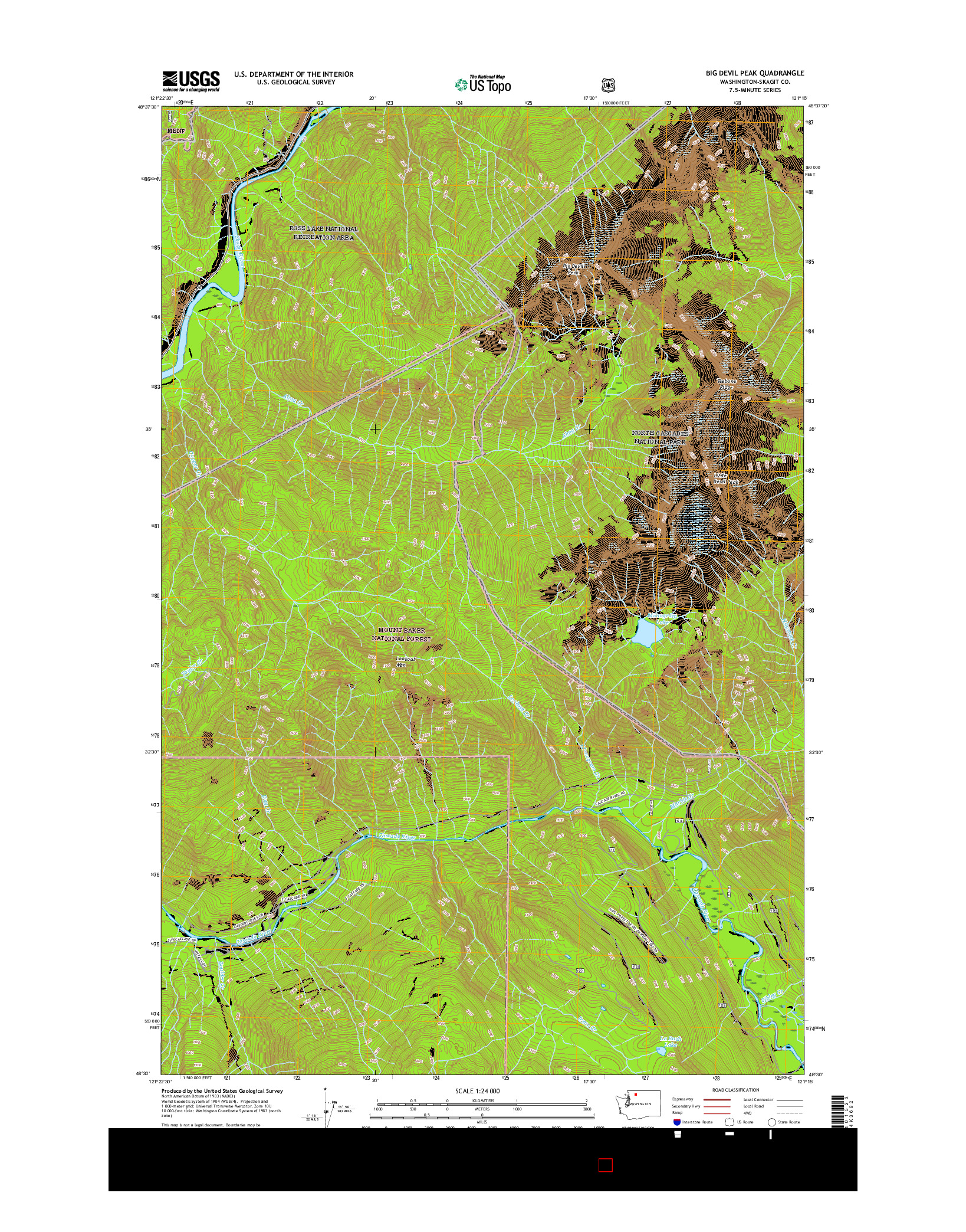 USGS US TOPO 7.5-MINUTE MAP FOR BIG DEVIL PEAK, WA 2017