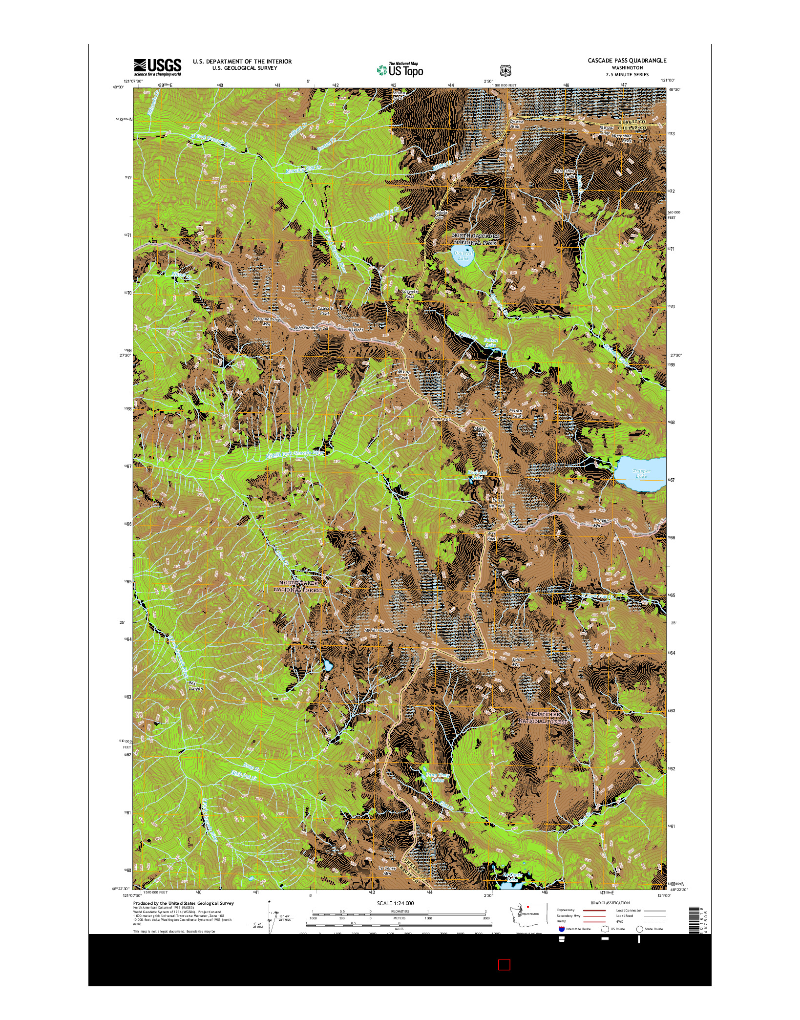 USGS US TOPO 7.5-MINUTE MAP FOR CASCADE PASS, WA 2017